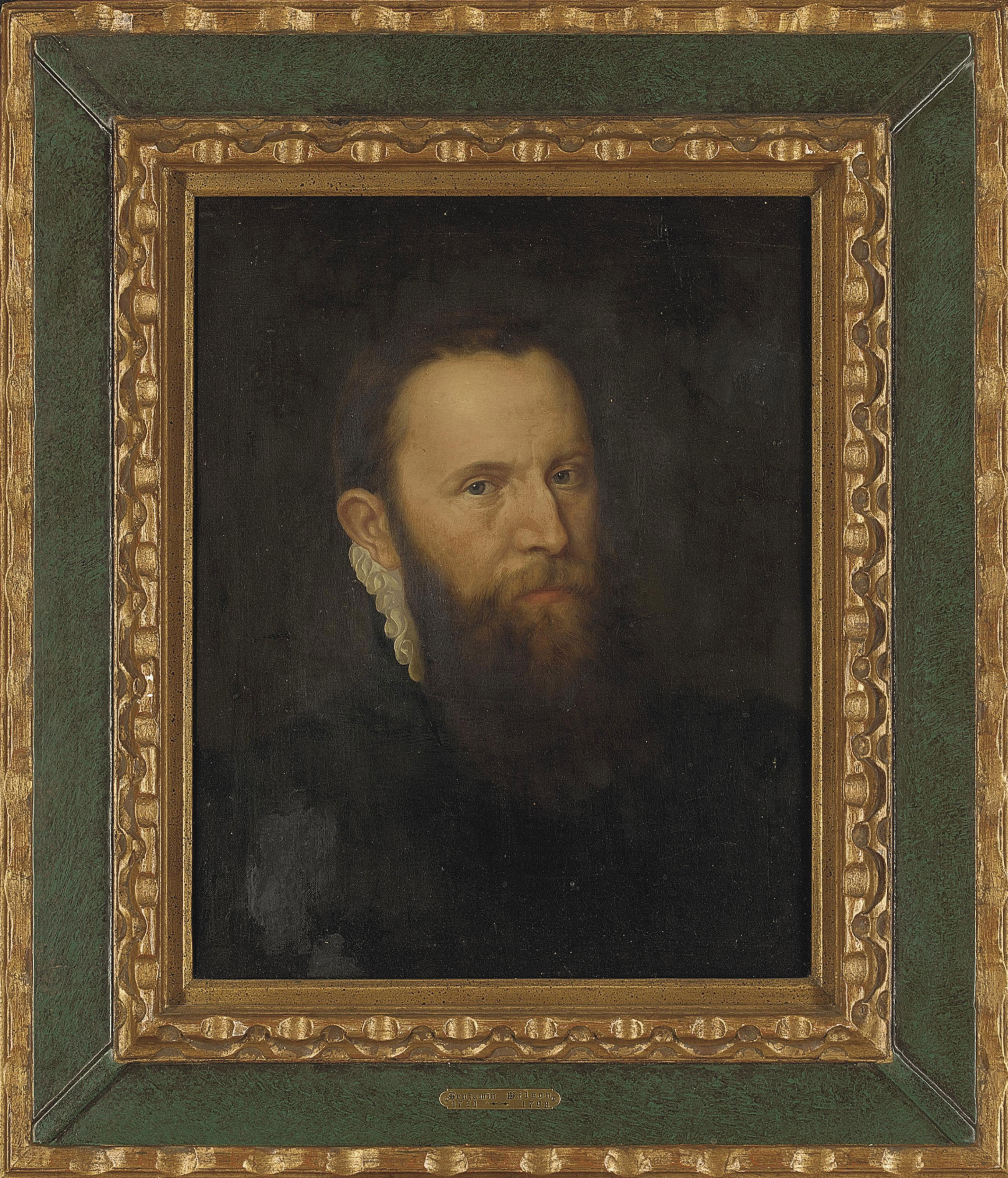Thomas Ruff — Портрет джентльмена, во весь рост, в черном сюртуке с белым воротником