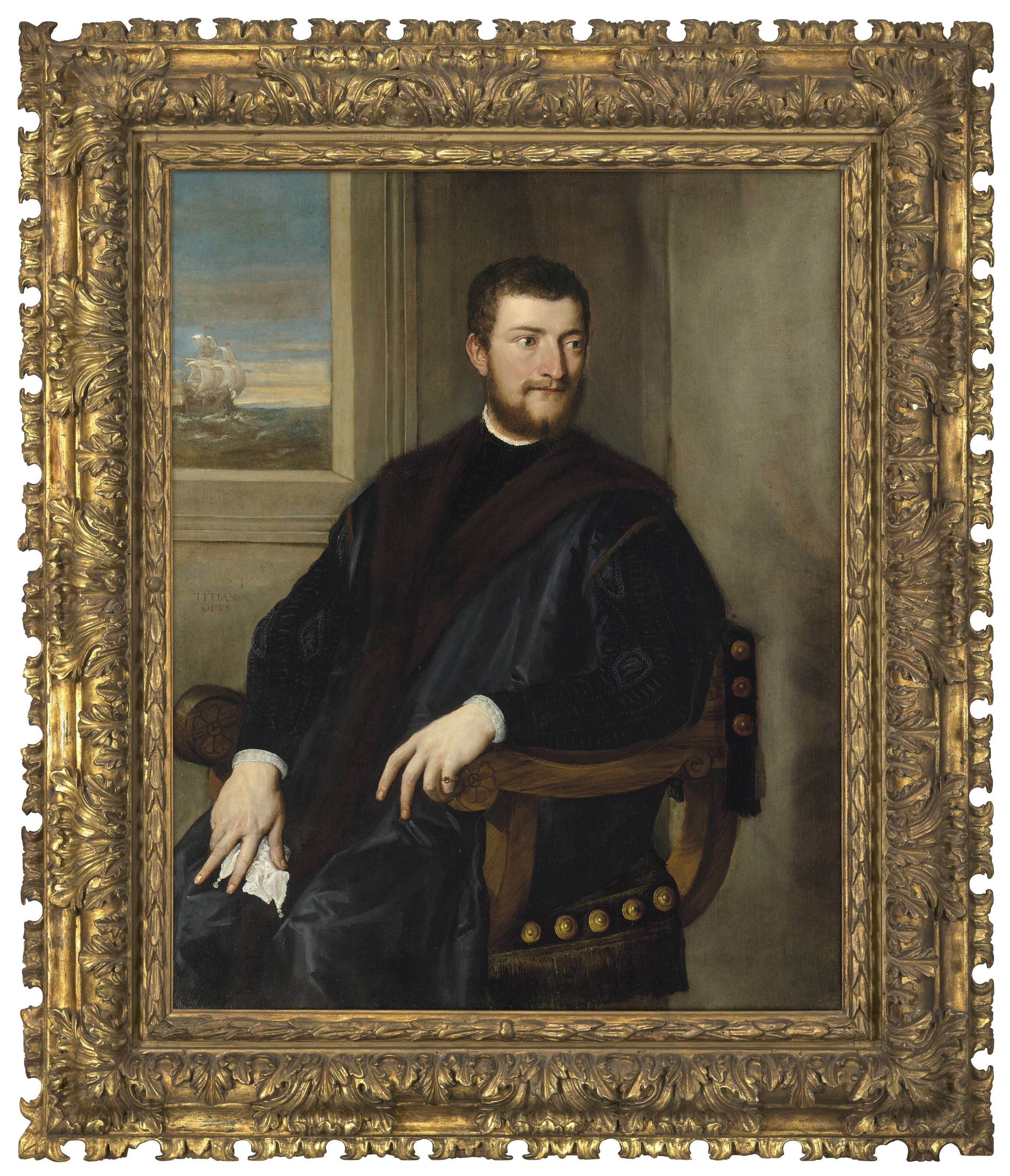 Titian — Портрет дворянина, сидящего перед окном, изображение 2