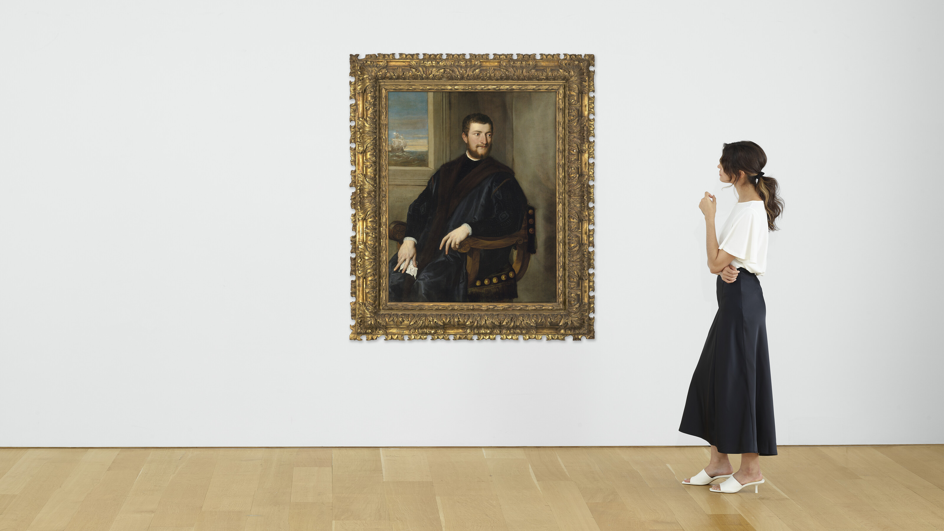 Titian — Портрет дворянина, сидящего перед окном, изображение 4