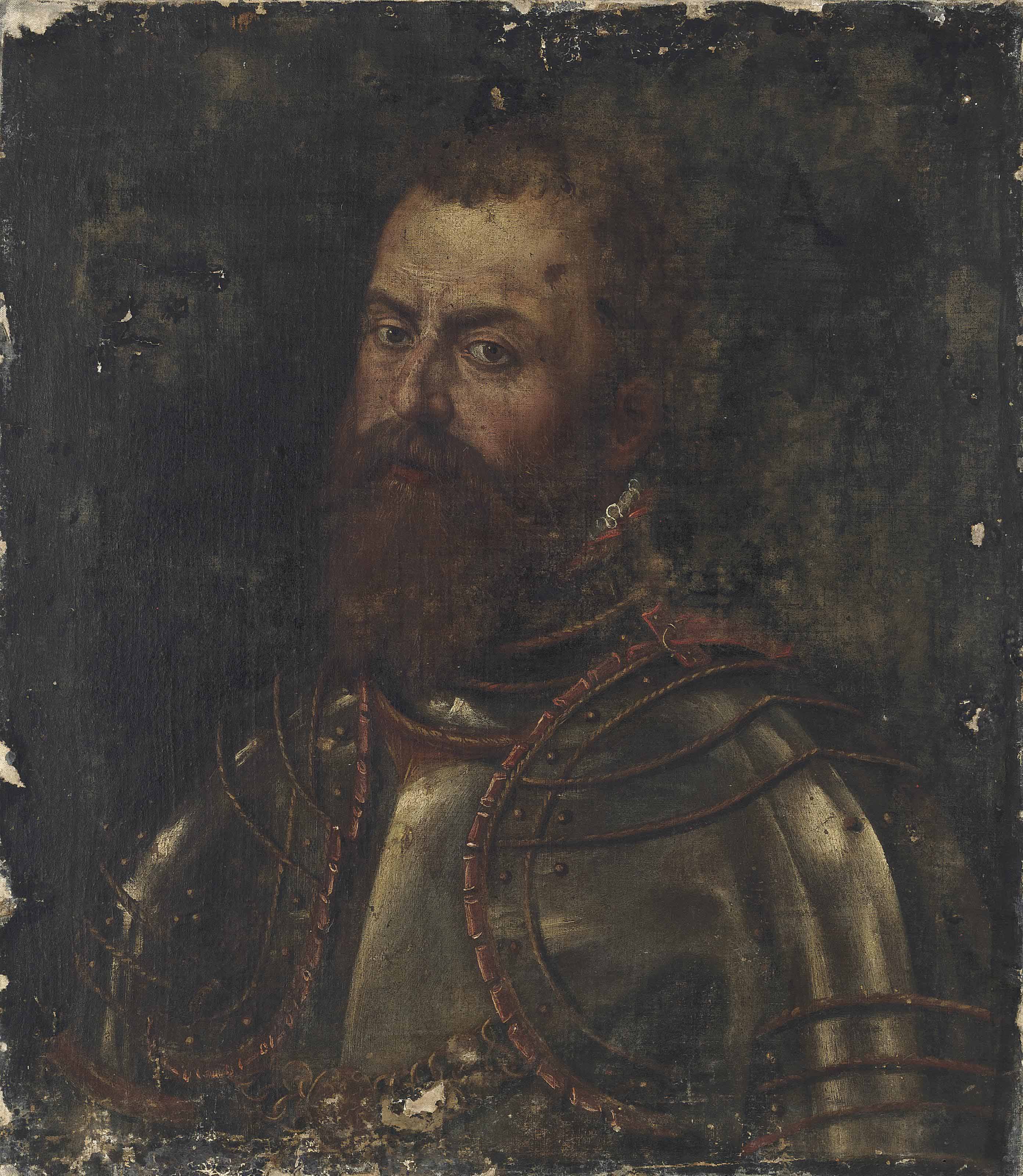 Titian — Портрет джентльмена, во весь рост, в доспехах