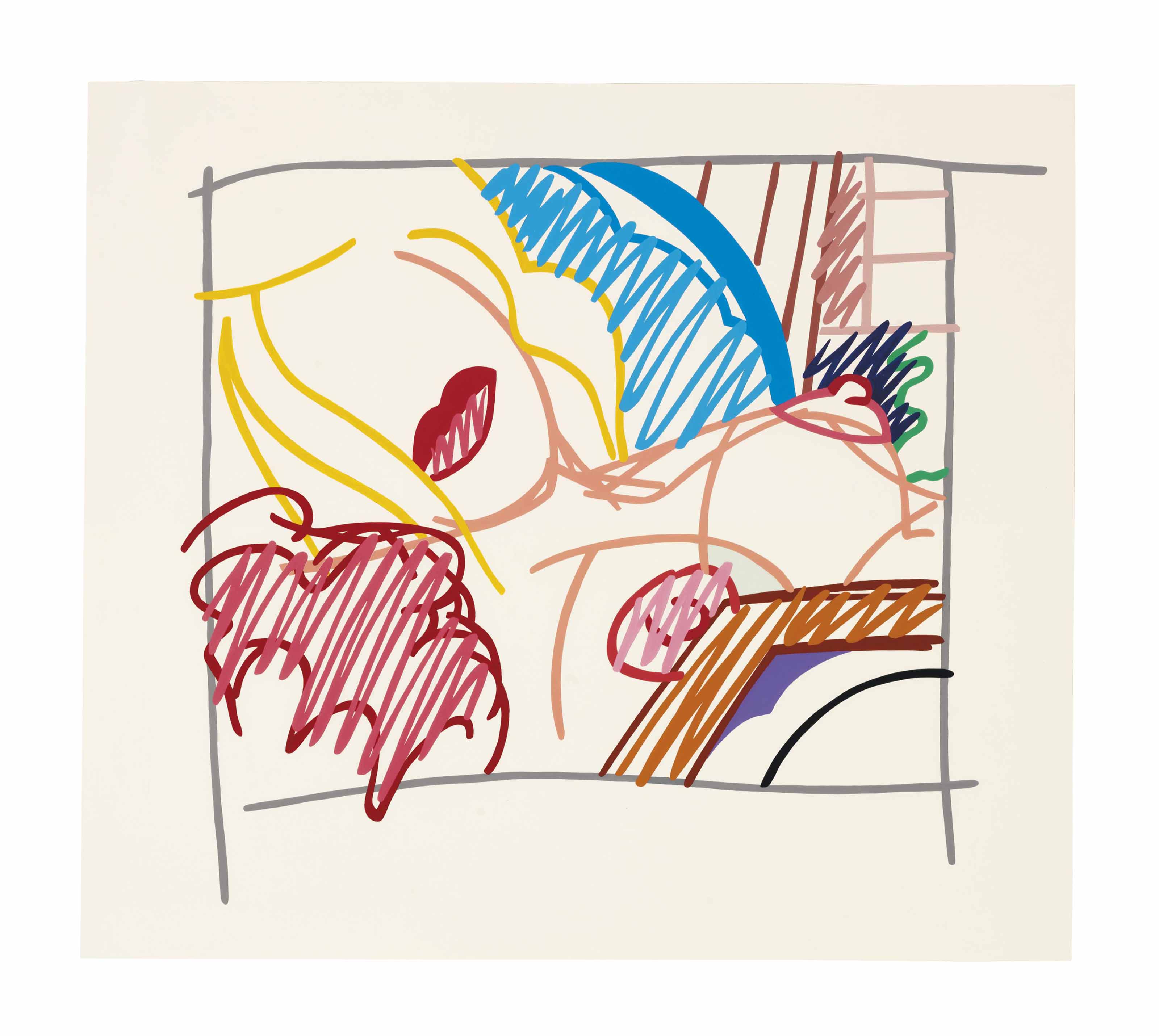 Tom Wesselmann — Каракули блондинки в спальне с фотографией (Каракули)