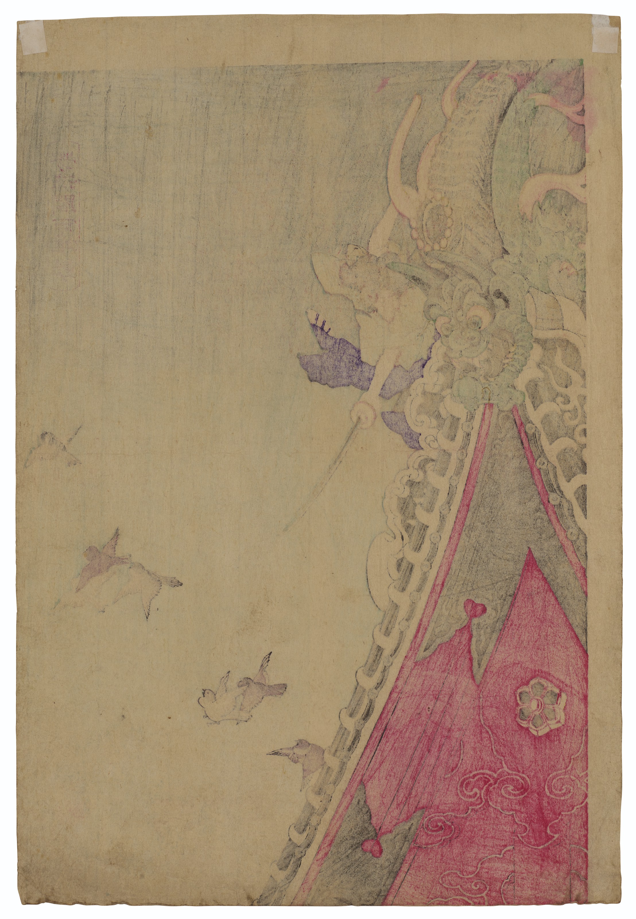 Tsukioka Yoshitoshi — Хорюкаку рею цутому (Двое храбрецов на крыше Хорюкаку), изображение 2