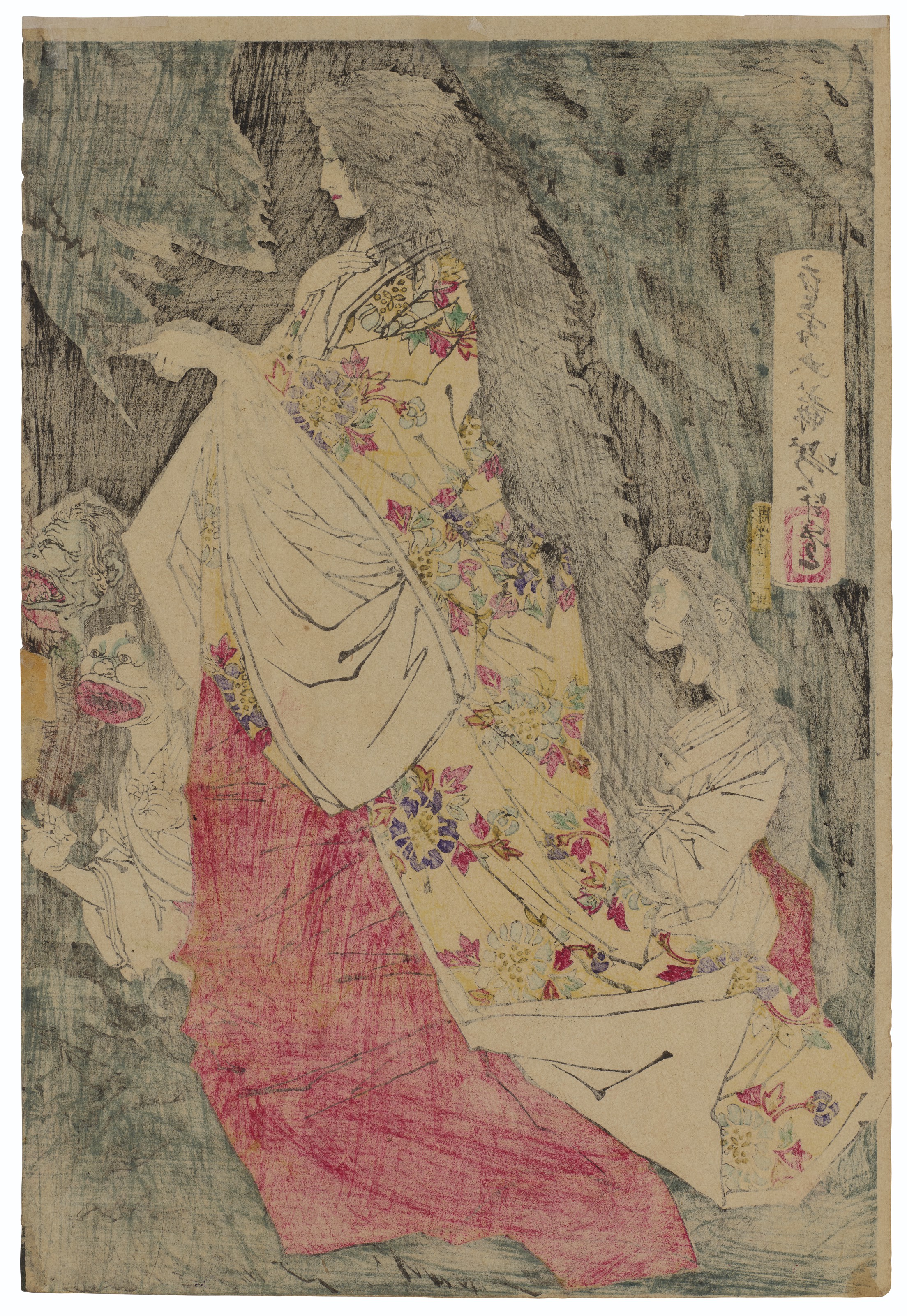 Tsukioka Yoshitoshi — Ширазуноябу Явата но дзиккай (Призраки, появляющиеся в лесу Ширазуноябу в Явате), изображение 2