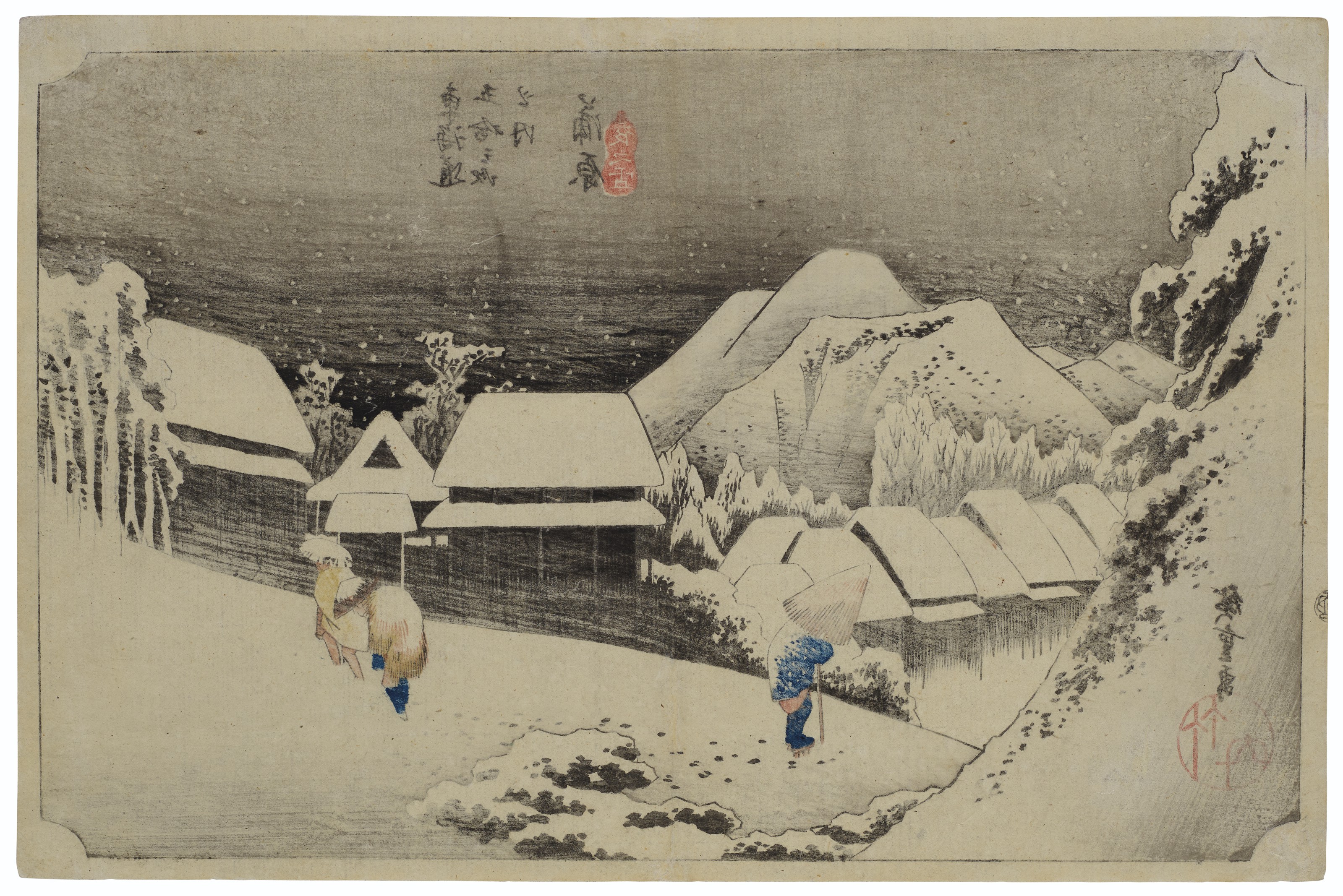 Utagawa Hiroshige — Канбара йору но юки (Вечерний снег в Канбаре), изображение 2