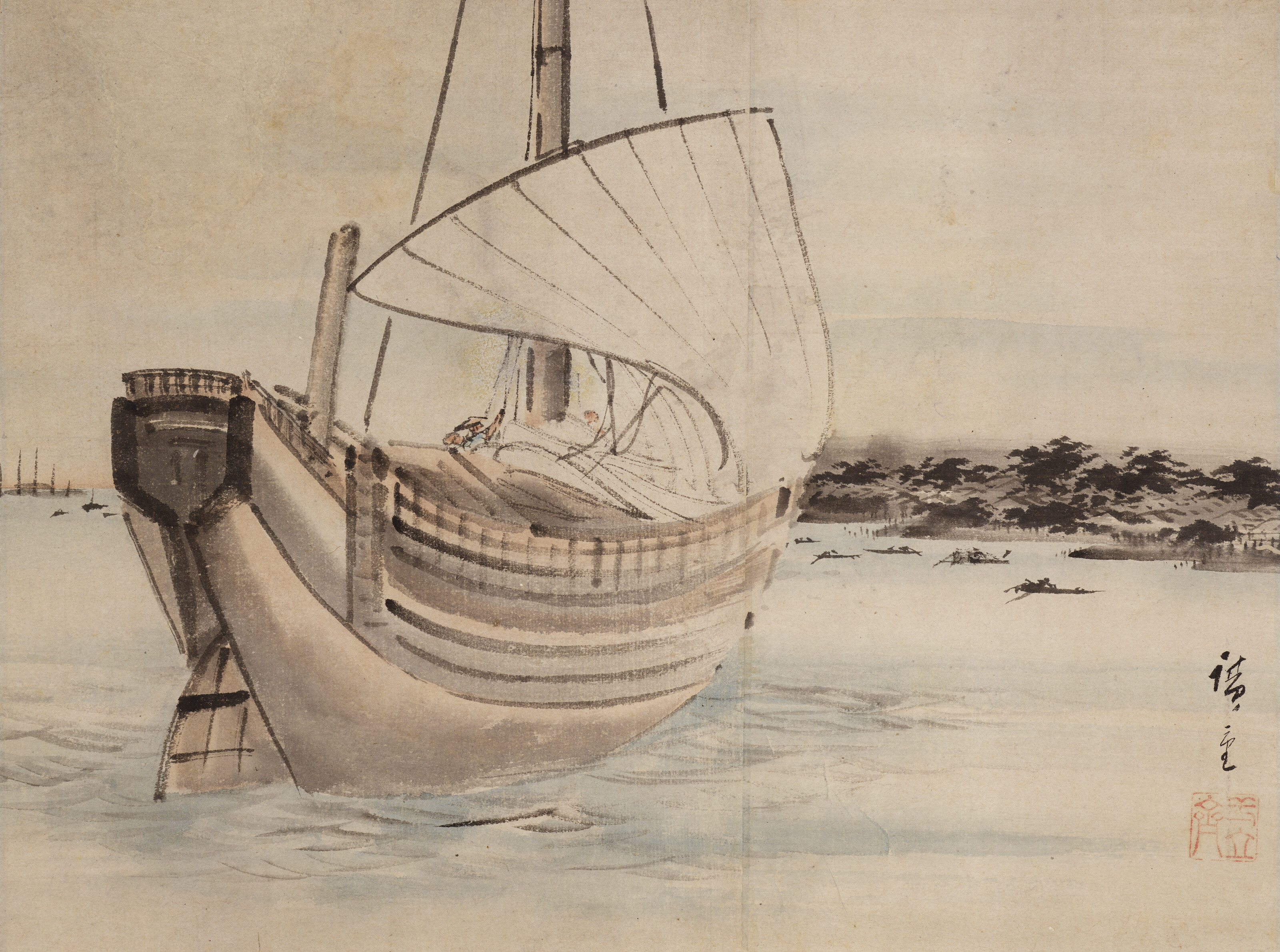 Utagawa Hiroshige — Лодки в Цукудадзиме