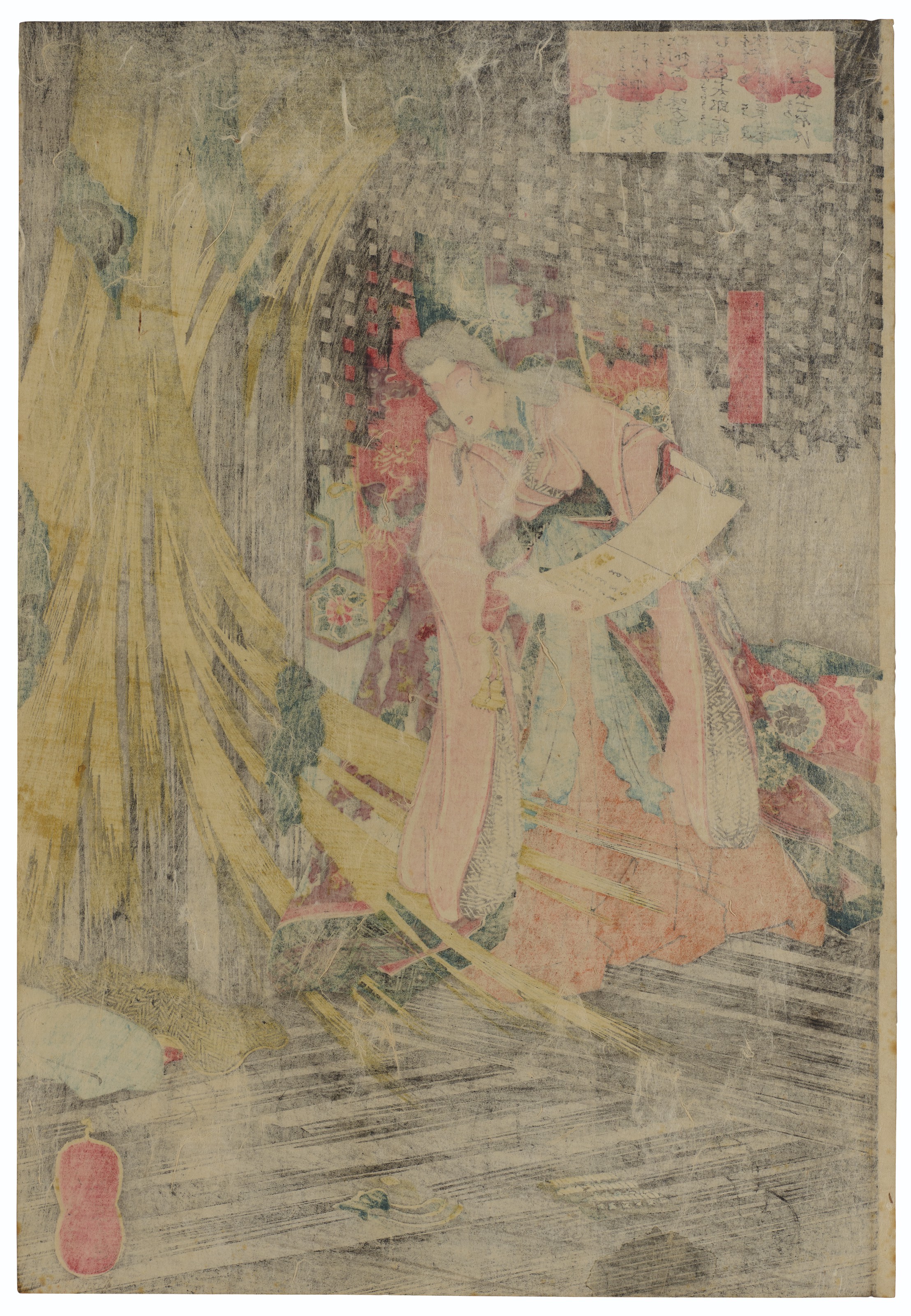 Utagawa Kuniyoshi — Сома но фурудайри ни Масакадо химэгими Такияша йодзюцу о мотте миката о ацумуру (В разрушенном дворце [Тайры] Масакадо в Соме его дочь принцесса Такияша использует магию, чтобы призвать союзников [скелета-монстра]), изображение 2