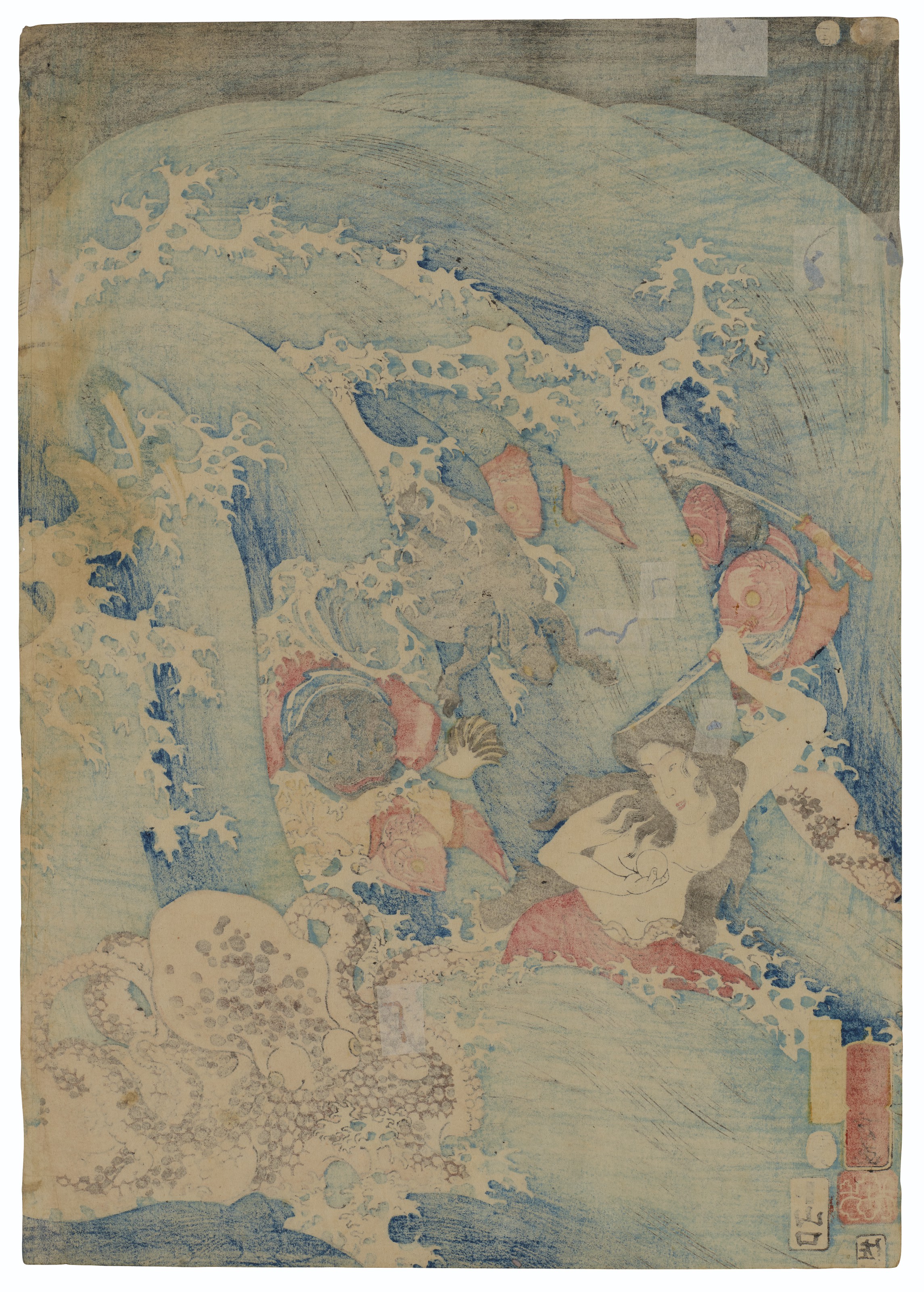 Utagawa Kuniyoshi — Таматори-химэ во дворце Рюгу (принц Таматори во дворце Рюгу), изображение 2