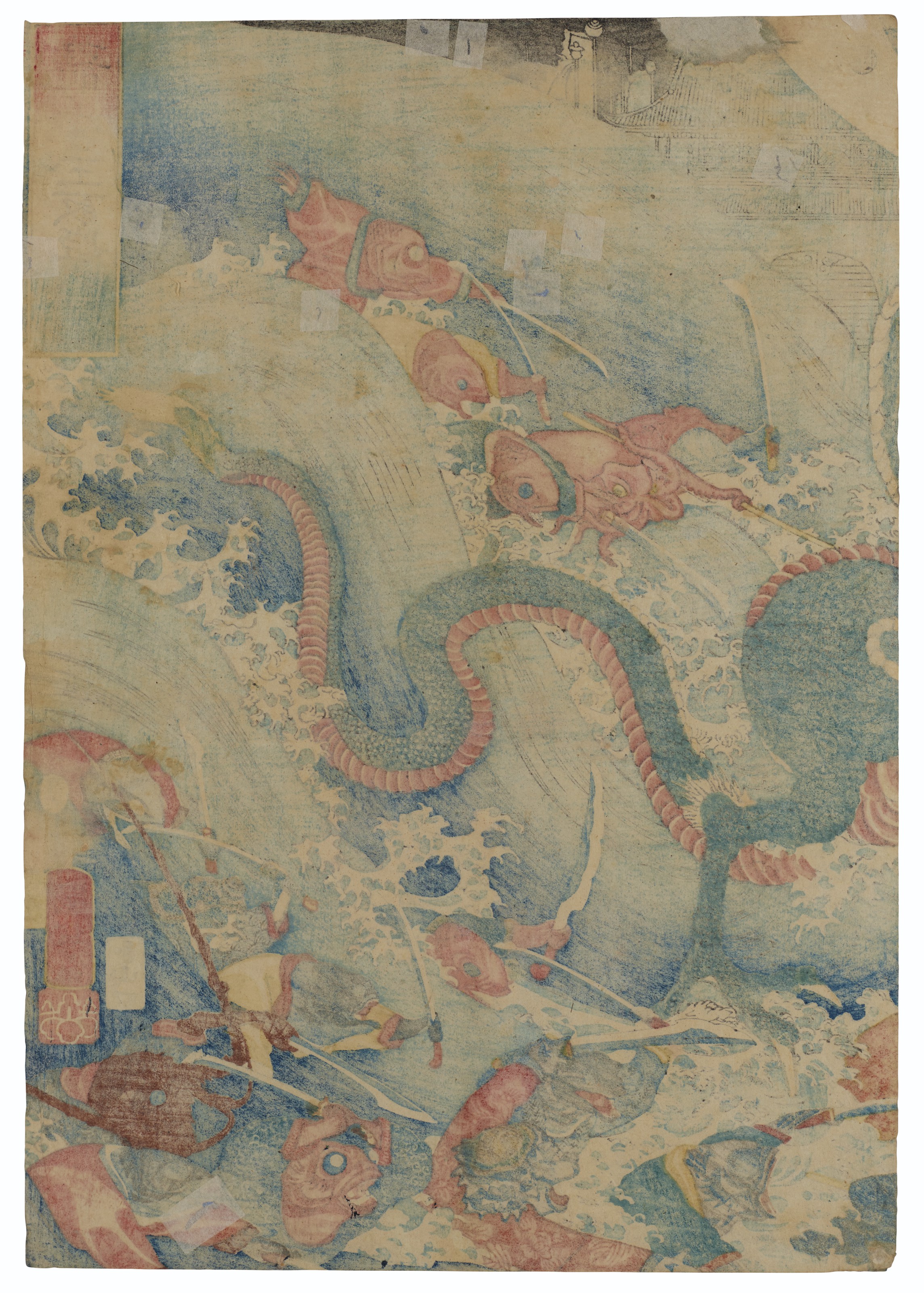 Utagawa Kuniyoshi — Таматори-химэ во дворце Рюгу (принц Таматори во дворце Рюгу), изображение 4