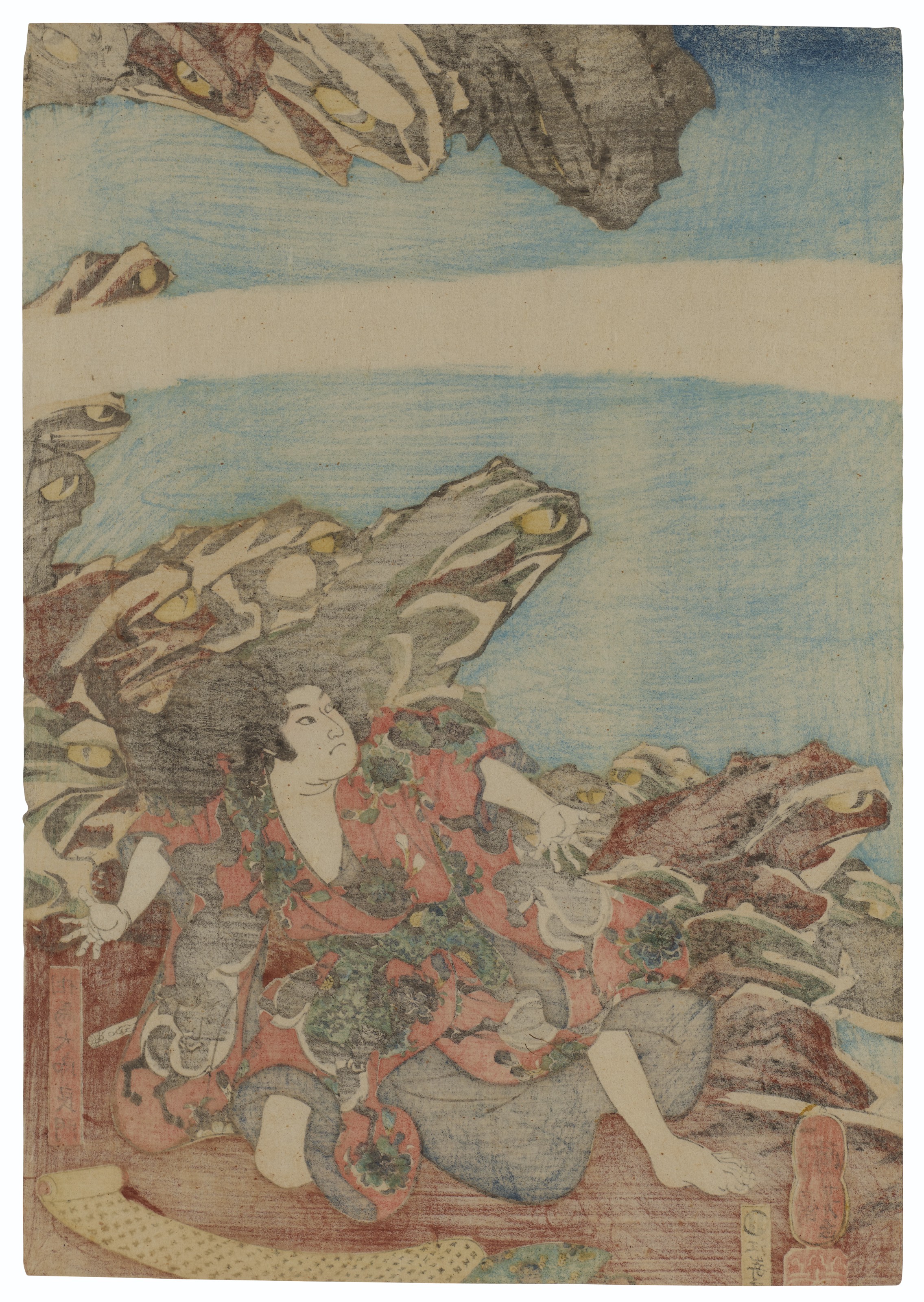 Utagawa Kuniyoshi — Дух жабы, обучающий магиту Есикадо и его сестру Такияшу, изображение 3