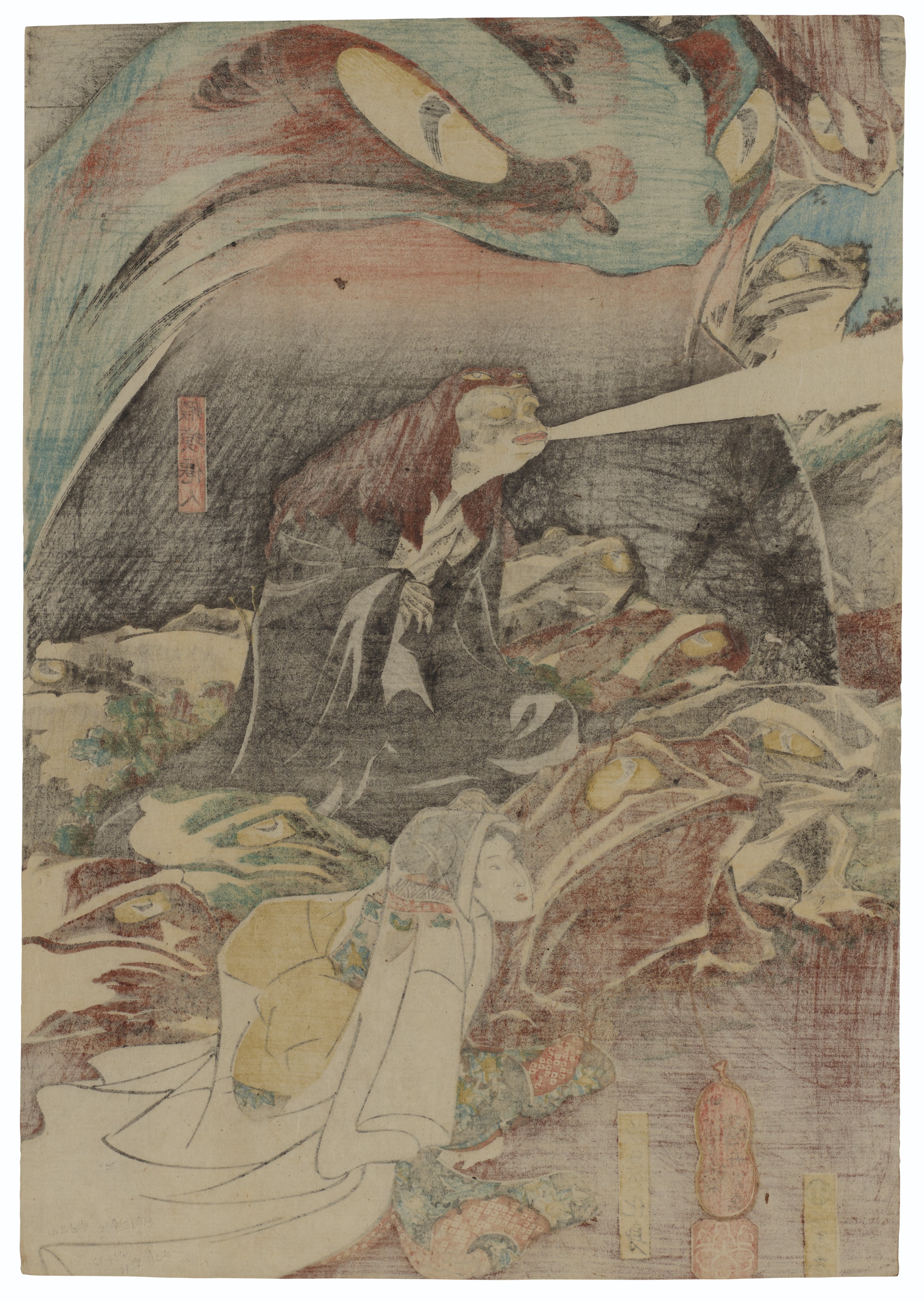 Utagawa Kuniyoshi — Дух жабы, обучающий магиту Есикадо и его сестру Такияшу, изображение 4
