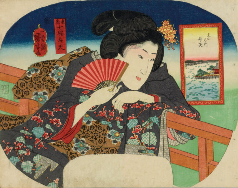 Utagawa Kuniyoshi — Синобадзу Бентен из серии "Тото ситифуку бентен" ("Семь святилищ удачи в восточной столице")