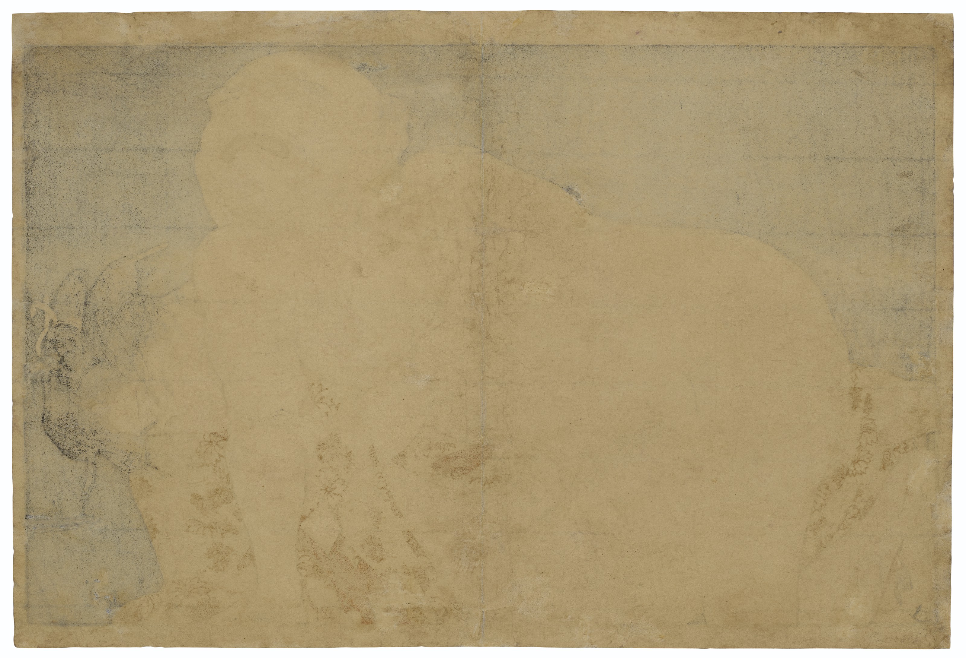 Utamaro Kitagawa — Молодая женщина отбивается от изнасилования волосатым пожилым мужчиной, изображение 2