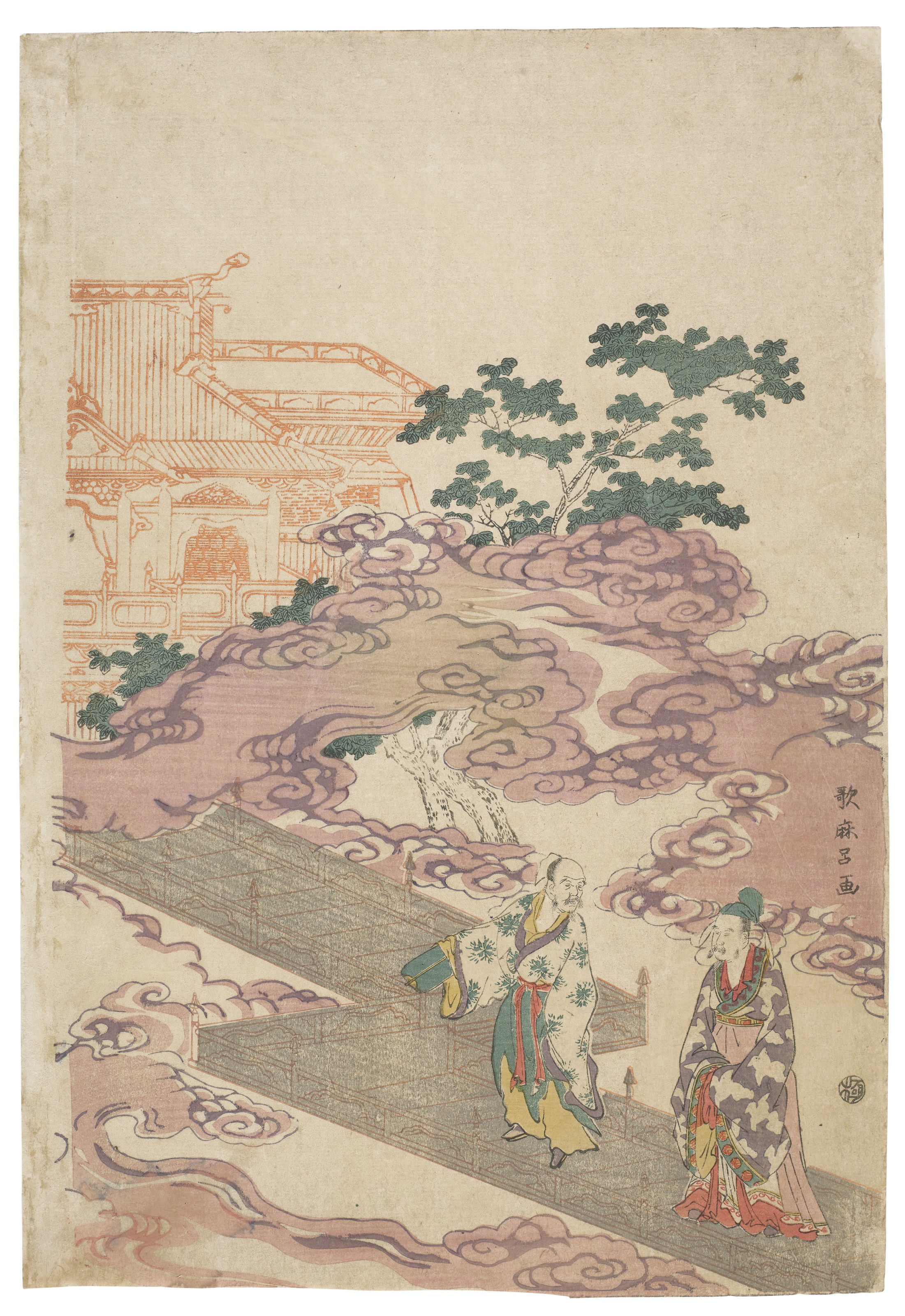 Utamaro Kitagawa — Королева-мать Запада и ее приближенные, изображение 2