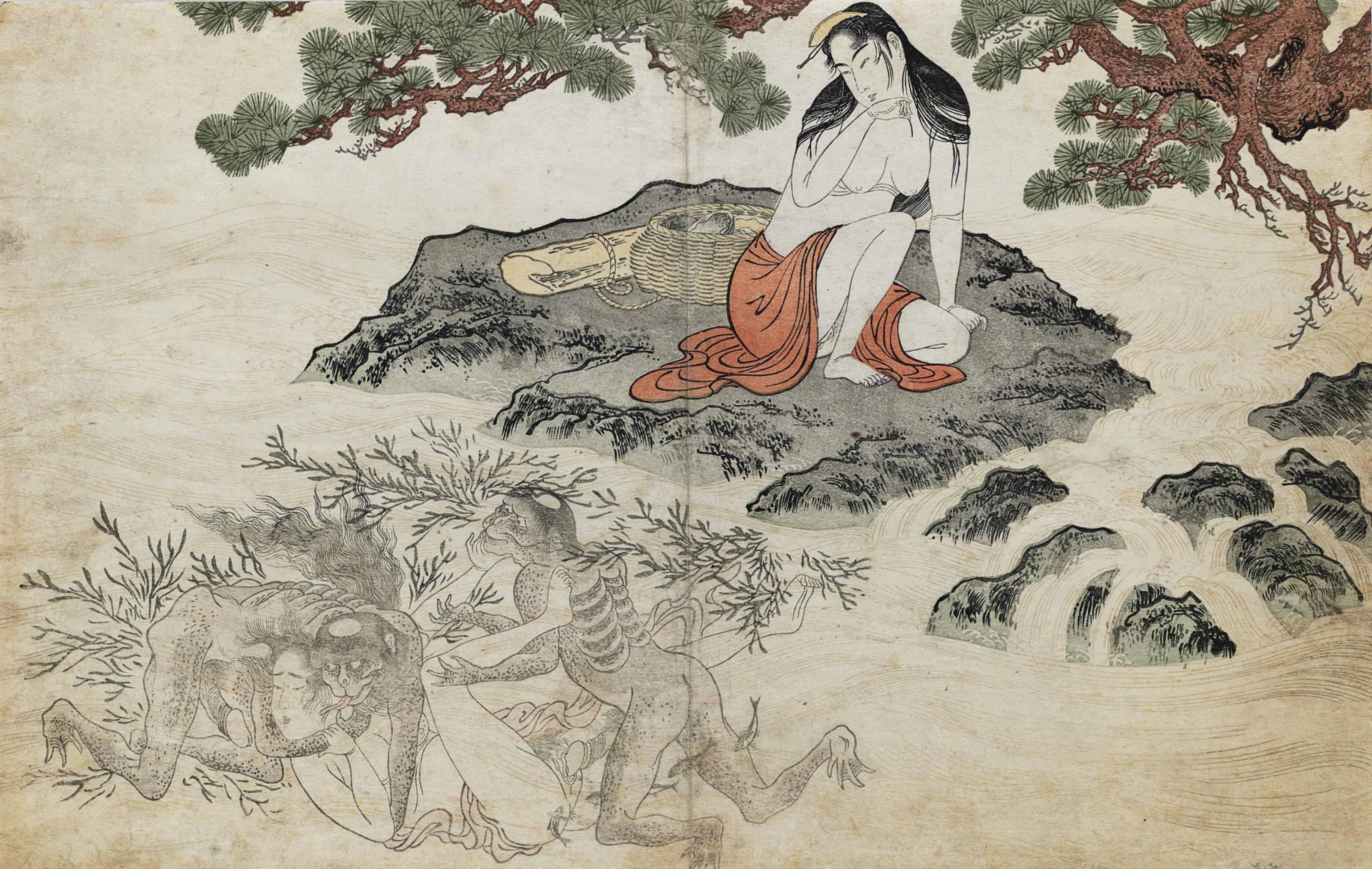 Utamaro Kitagawa — Ловцы морских ушек, из эротического альбома "Утамакура" ("Поэма о подушке")