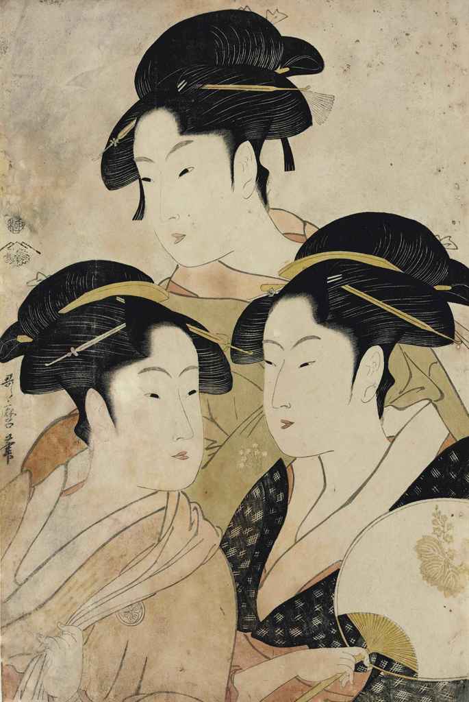 Utamaro Kitagawa — Три красавицы наших дней (Тодзи сан биджин), ок. 1793