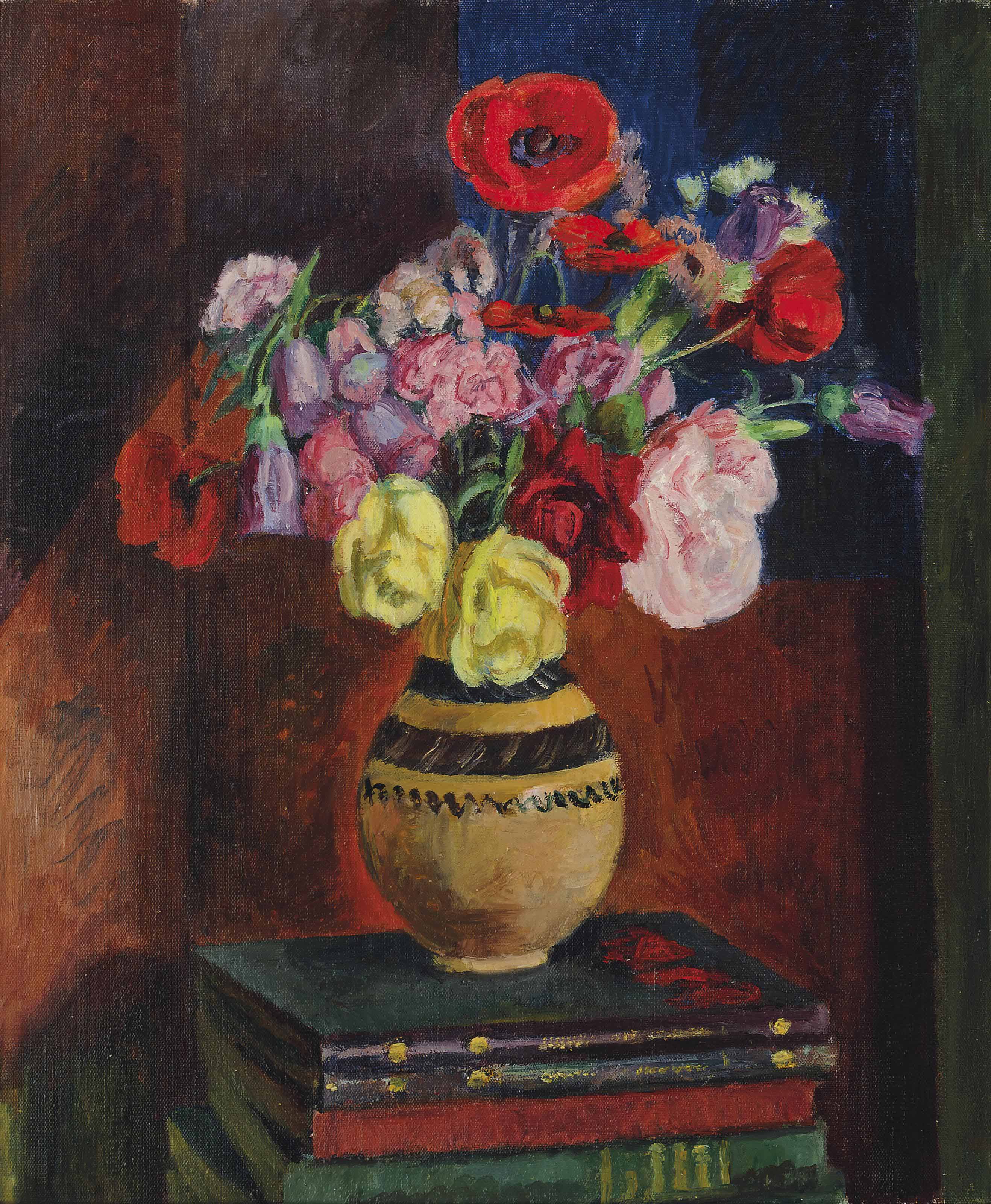 Vanessa Bell — Маки в вазе на стопке книг