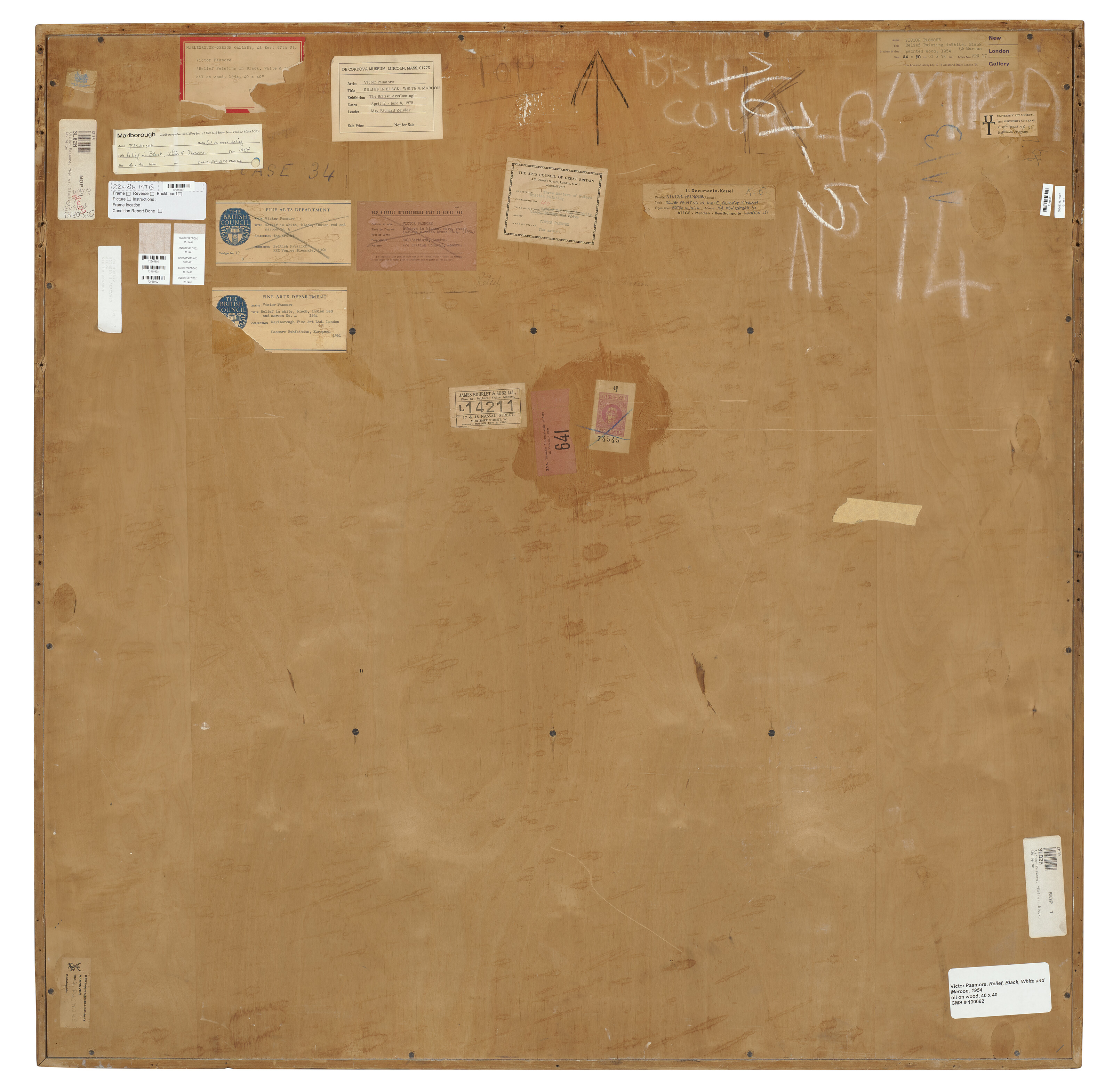 Victor Pasmore — Рельефная роспись белым, черным и бордовым красками, изображение 2