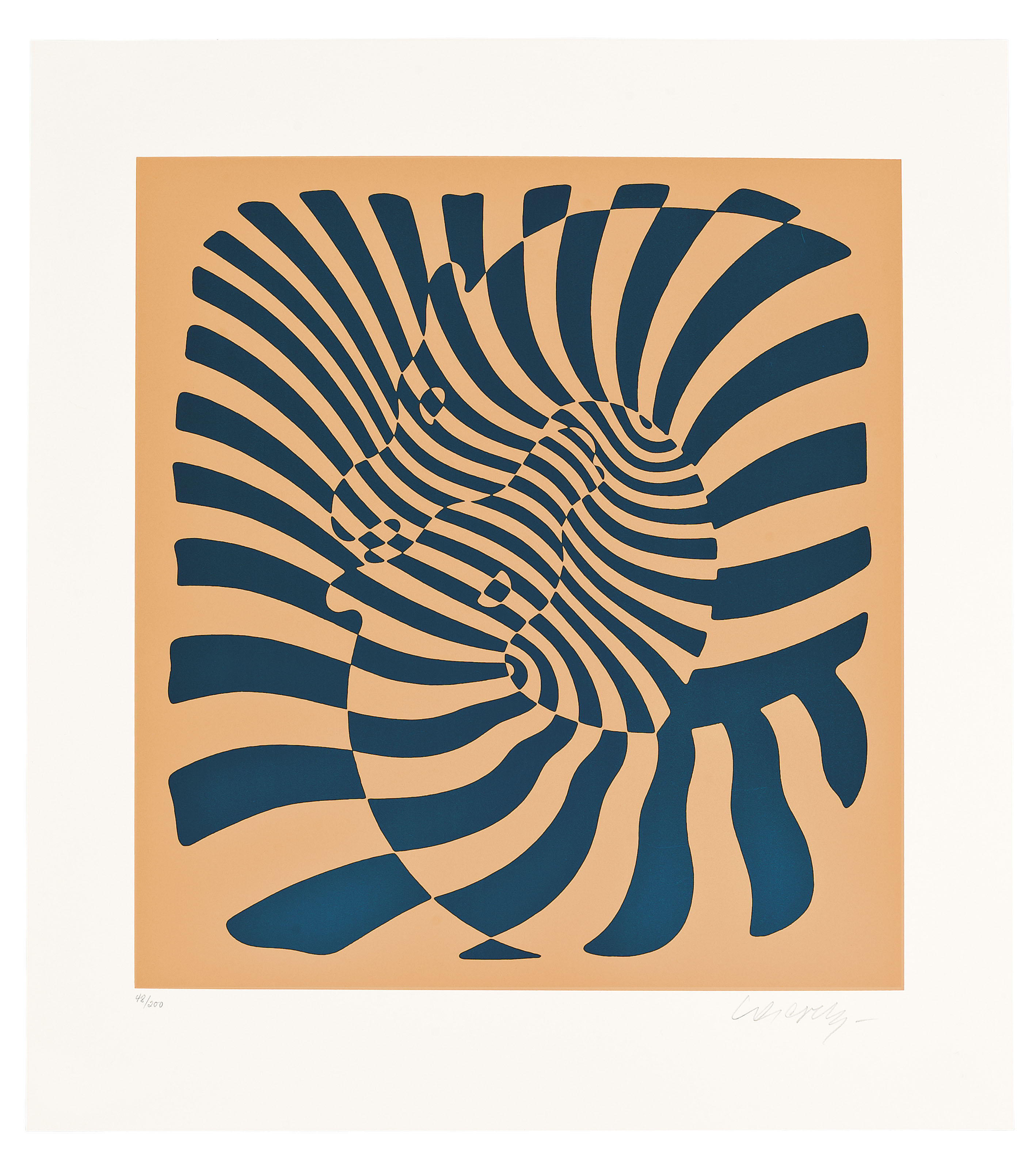 Victor Vasarely — Пара зебр (серебристый, оранжевый, синий), изображение 2