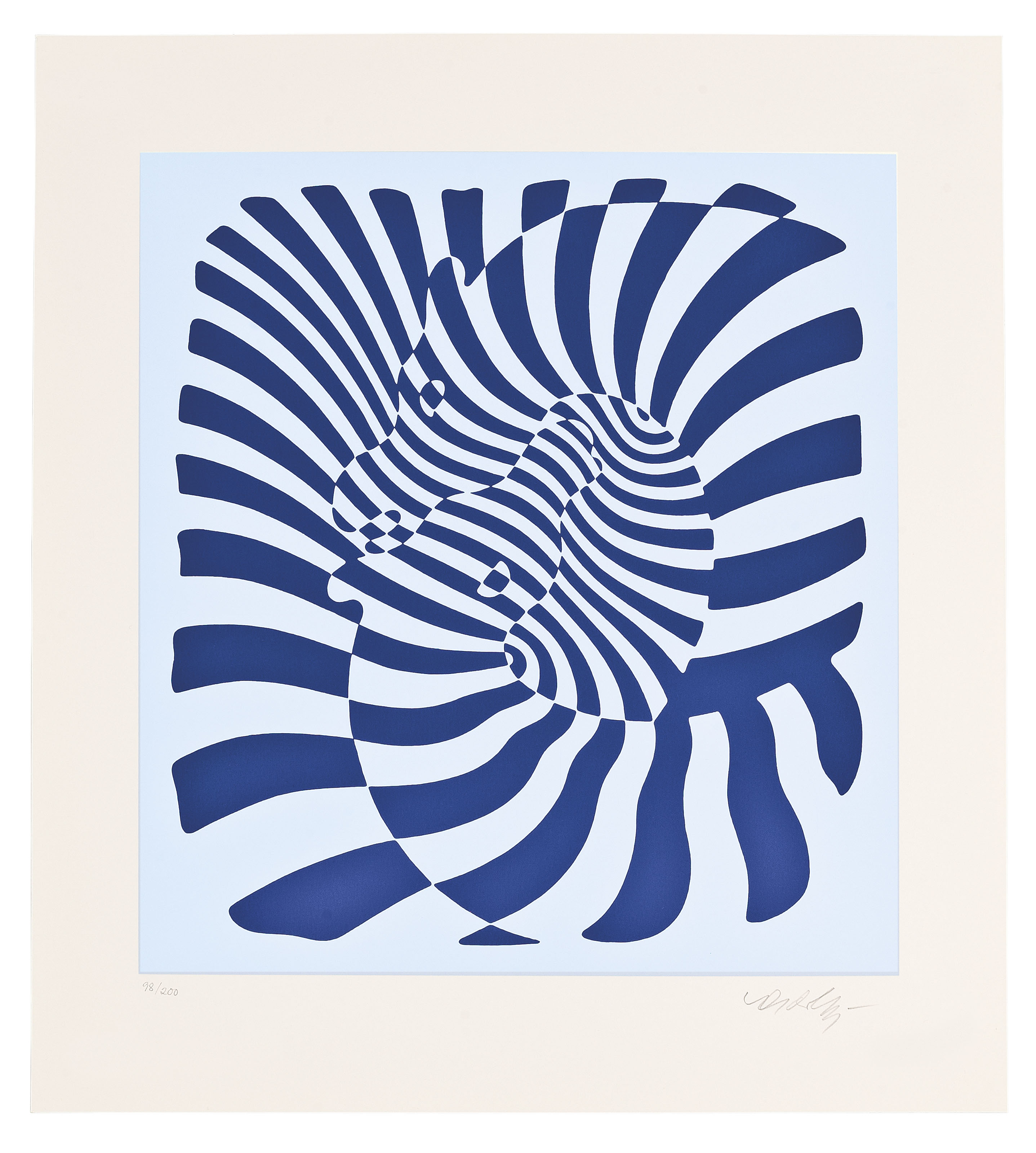Victor Vasarely — Пара зебр (серебристый, оранжевый, синий), изображение 3