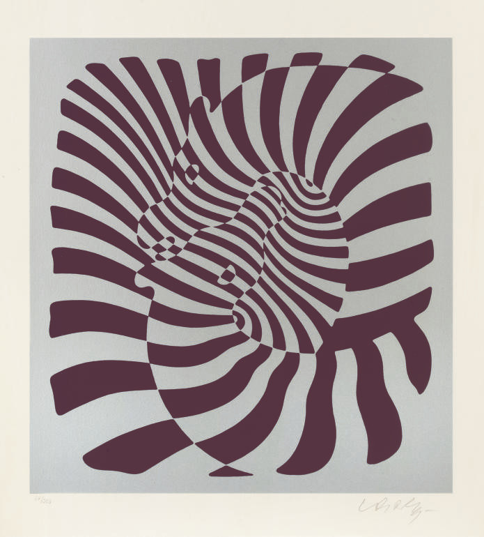 Victor Vasarely — Зебры- Бордовые и серебристые