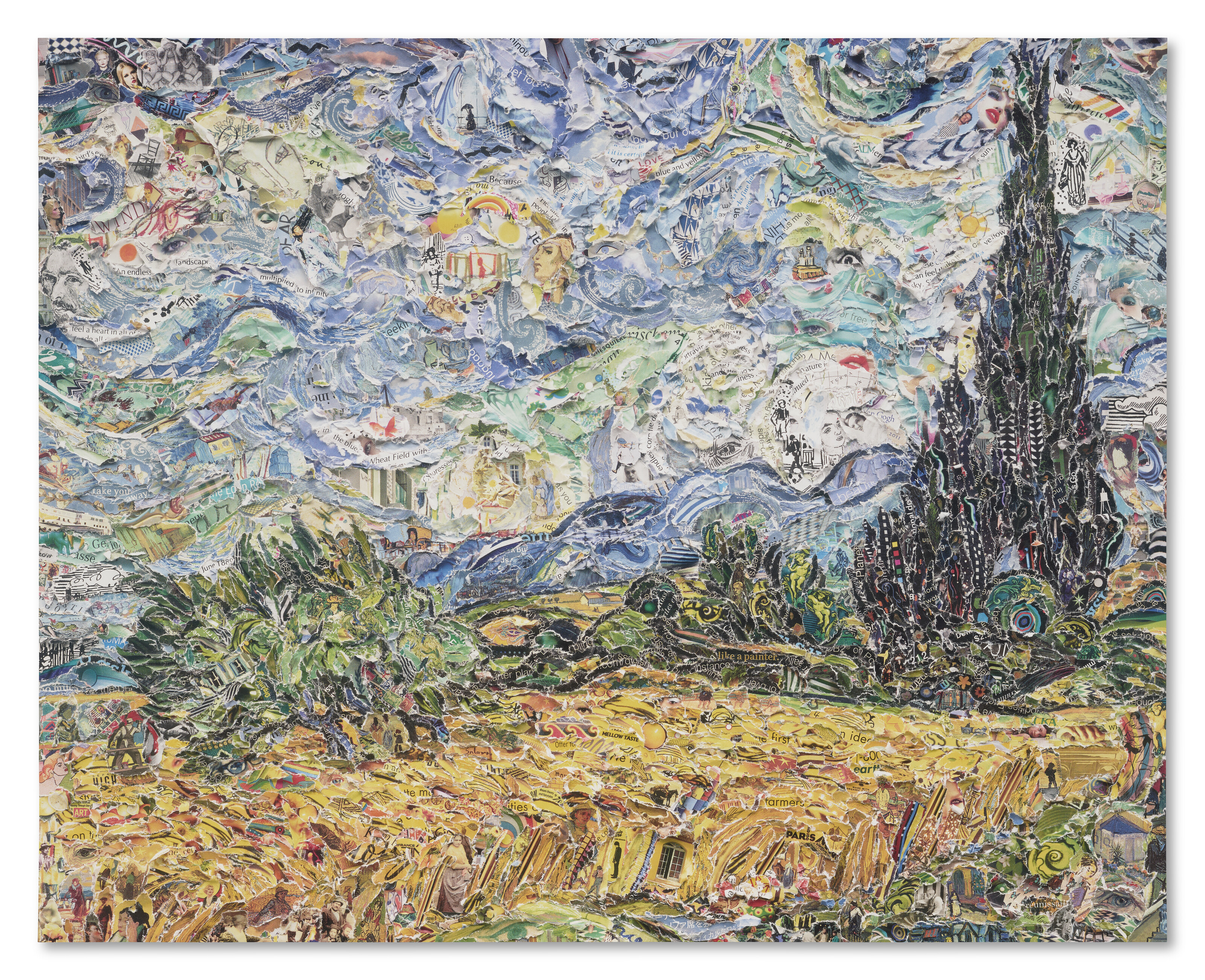 Vik Muniz — Пшеничное поле с кипарисами в честь Ван Гога (картинки из журналов 2)