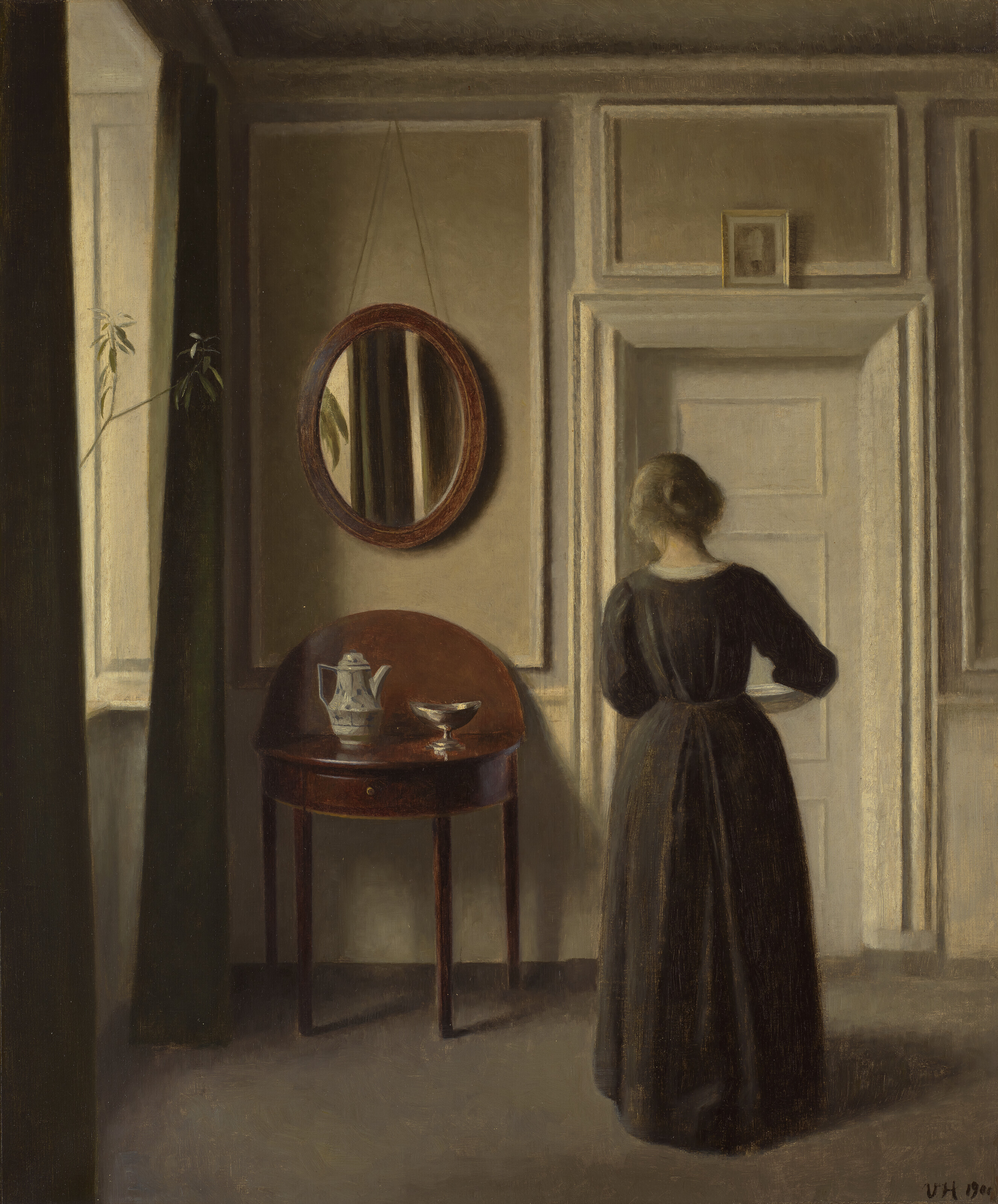 Vilhelm Hammershøi — Stue (Интерьер с овальным зеркалом)