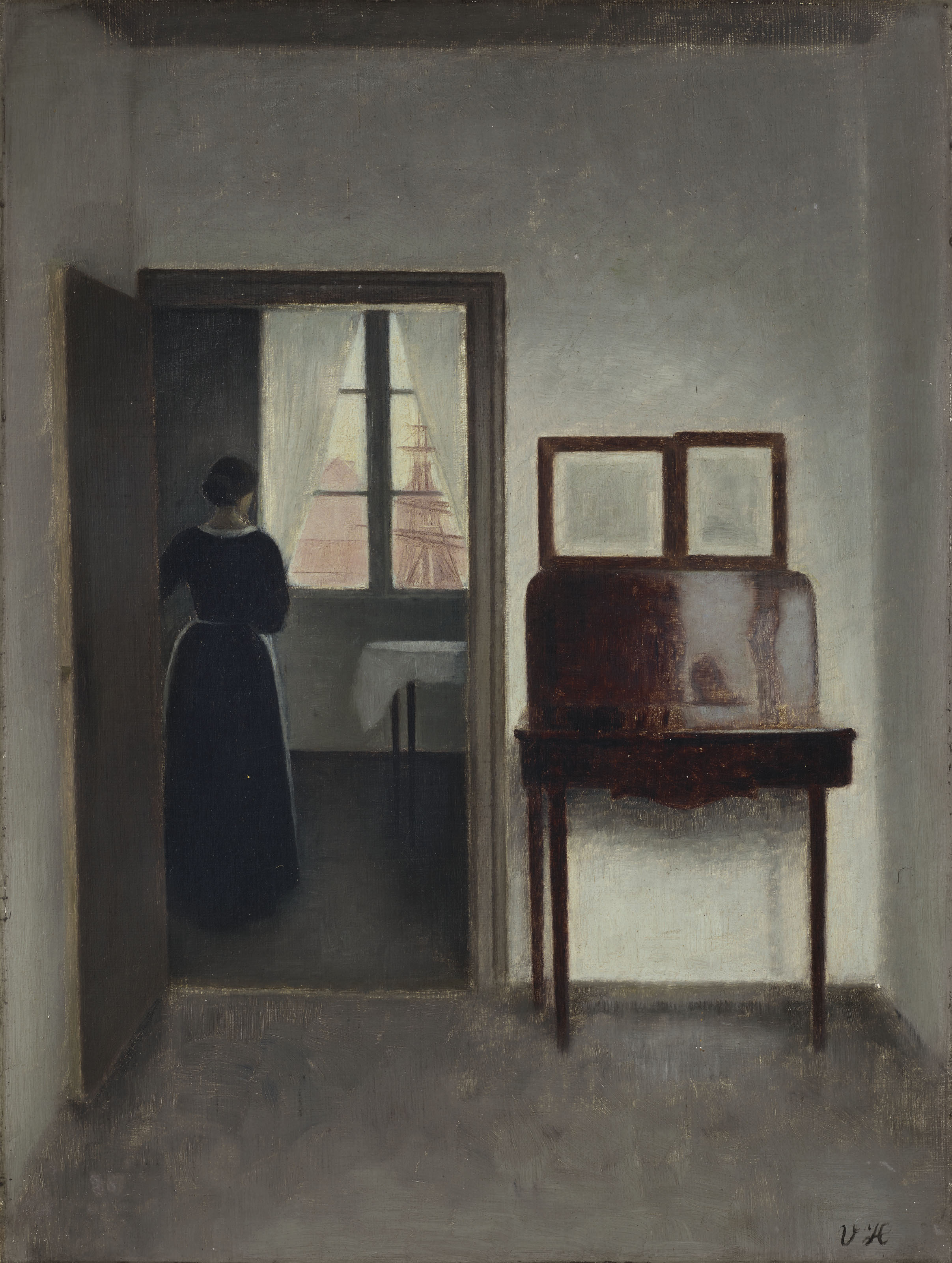 Vilhelm Hammershøi — Интерьер с женщиной (Stue med en kvinde)