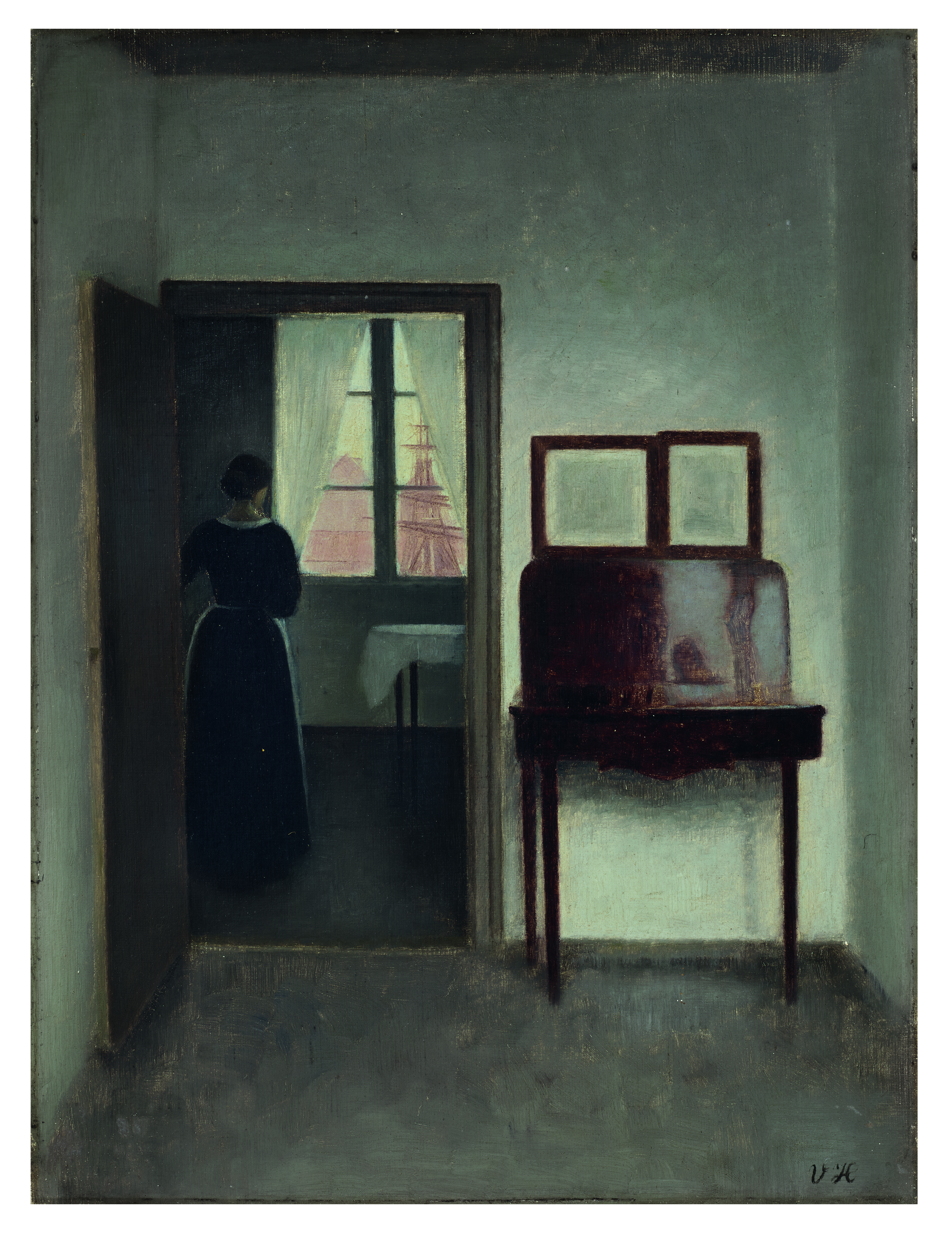 Vilhelm Hammershøi — Интерьер с женщиной (Stue med en kvinde), изображение 2