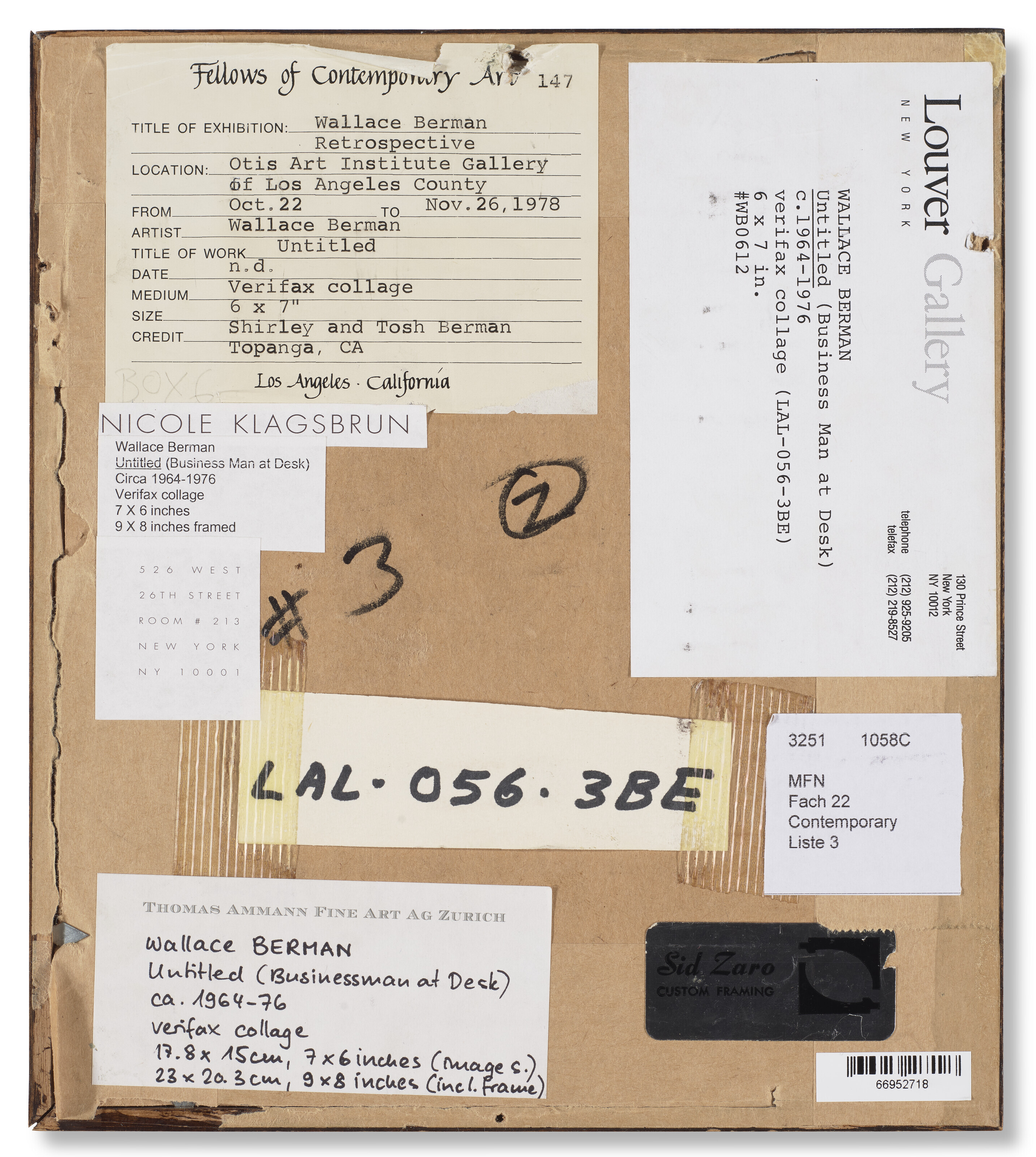 Wallace Berman — Без названия (Темная фигура); Без названия (Бизнесмен за рабочим столом); Без названия (Государственный долг); Без названия (Наглядная инструкция) [Четыре работы], изображение 8