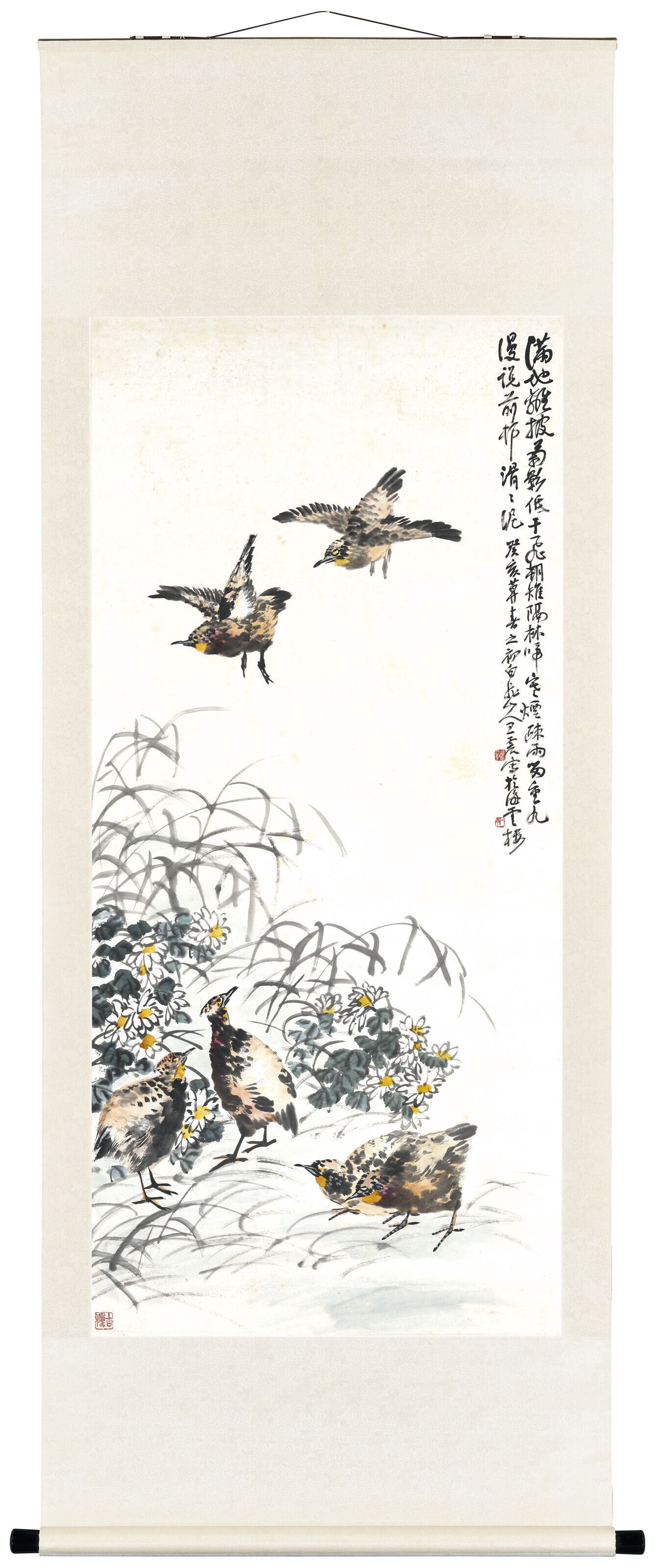 Wang Zhen — Фазаны и хризантемы, изображение 2