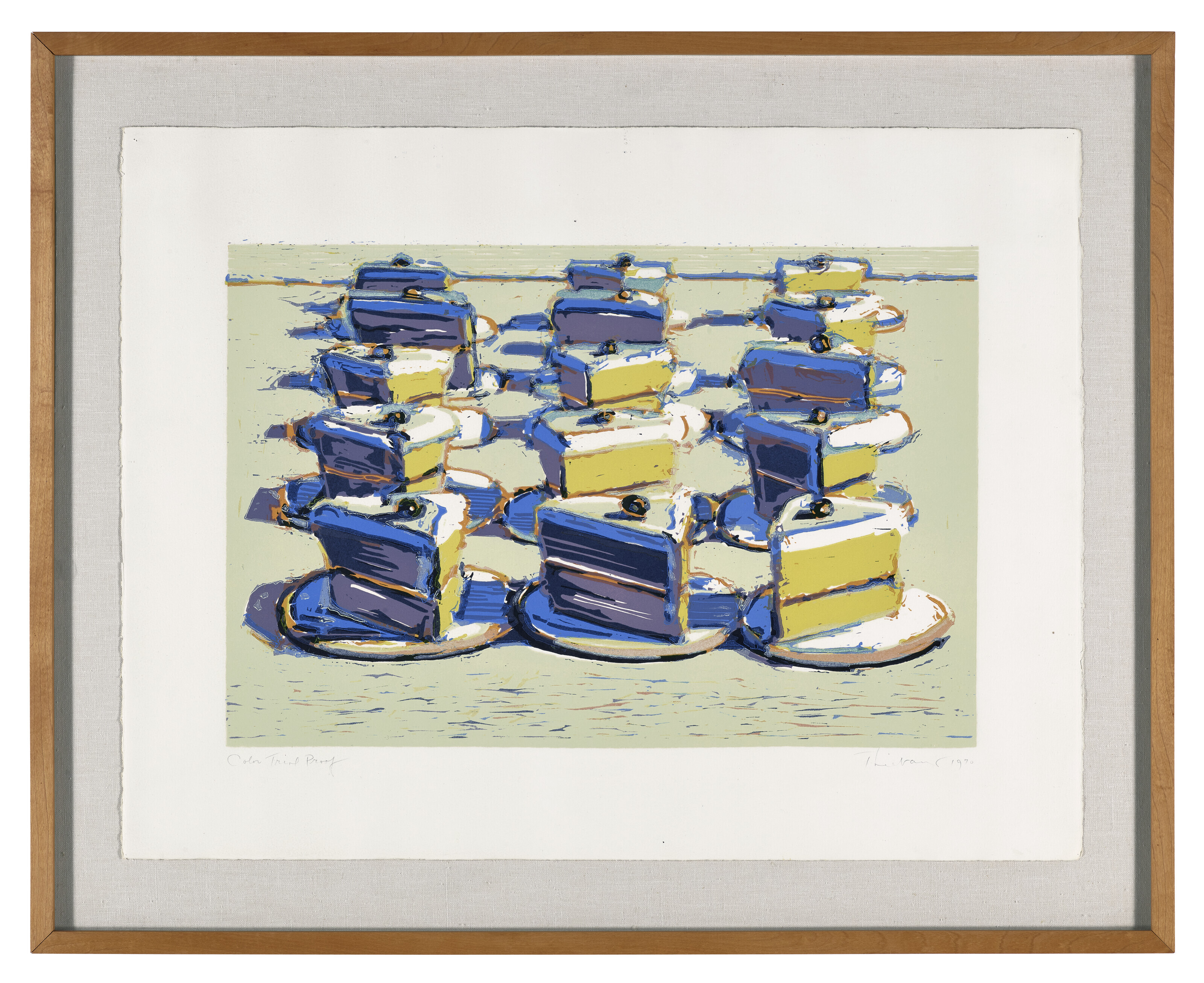 Wayne Thiebaud — Бостонские кремы" из семи натюрмортов и серебряного пейзажа, изображение 2