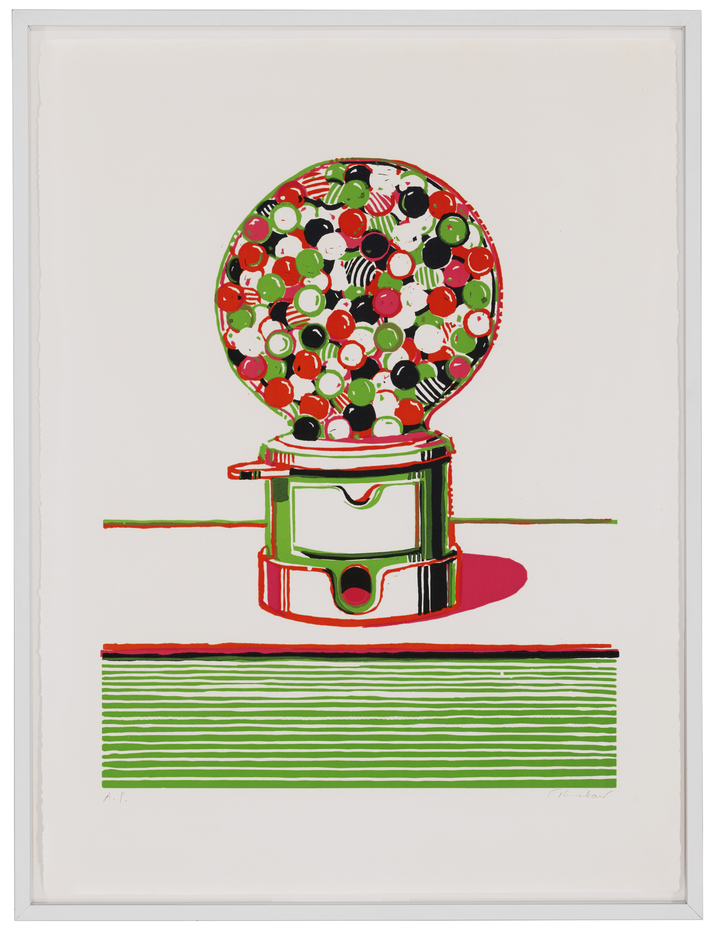 Wayne Thiebaud — Автомат для приготовления жевательной резинки из семи натюрмортов и серебряного пейзажа, изображение 2