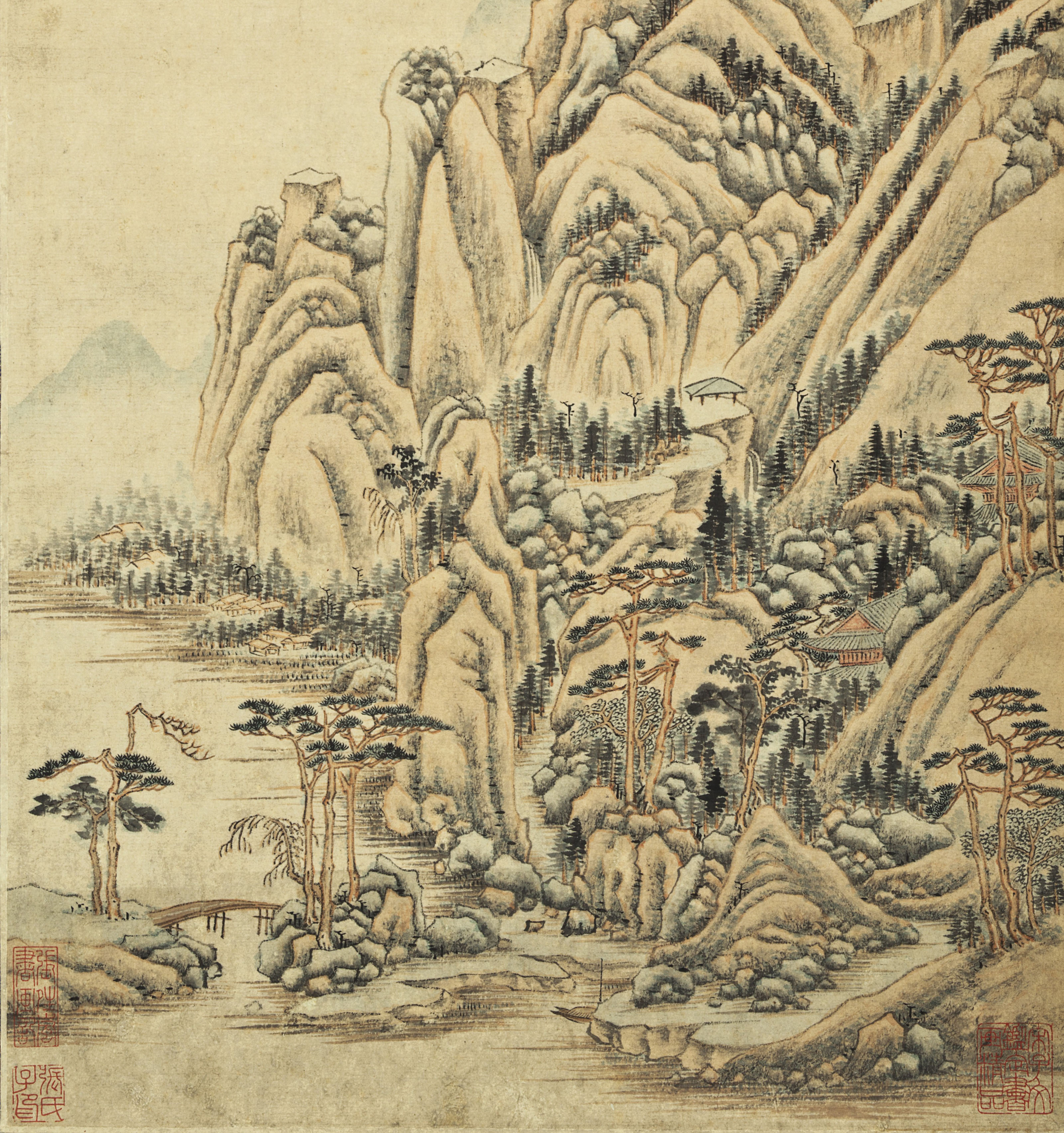 Wen Zhengming — Пейзаж после Хуан Гунвана, изображение 3