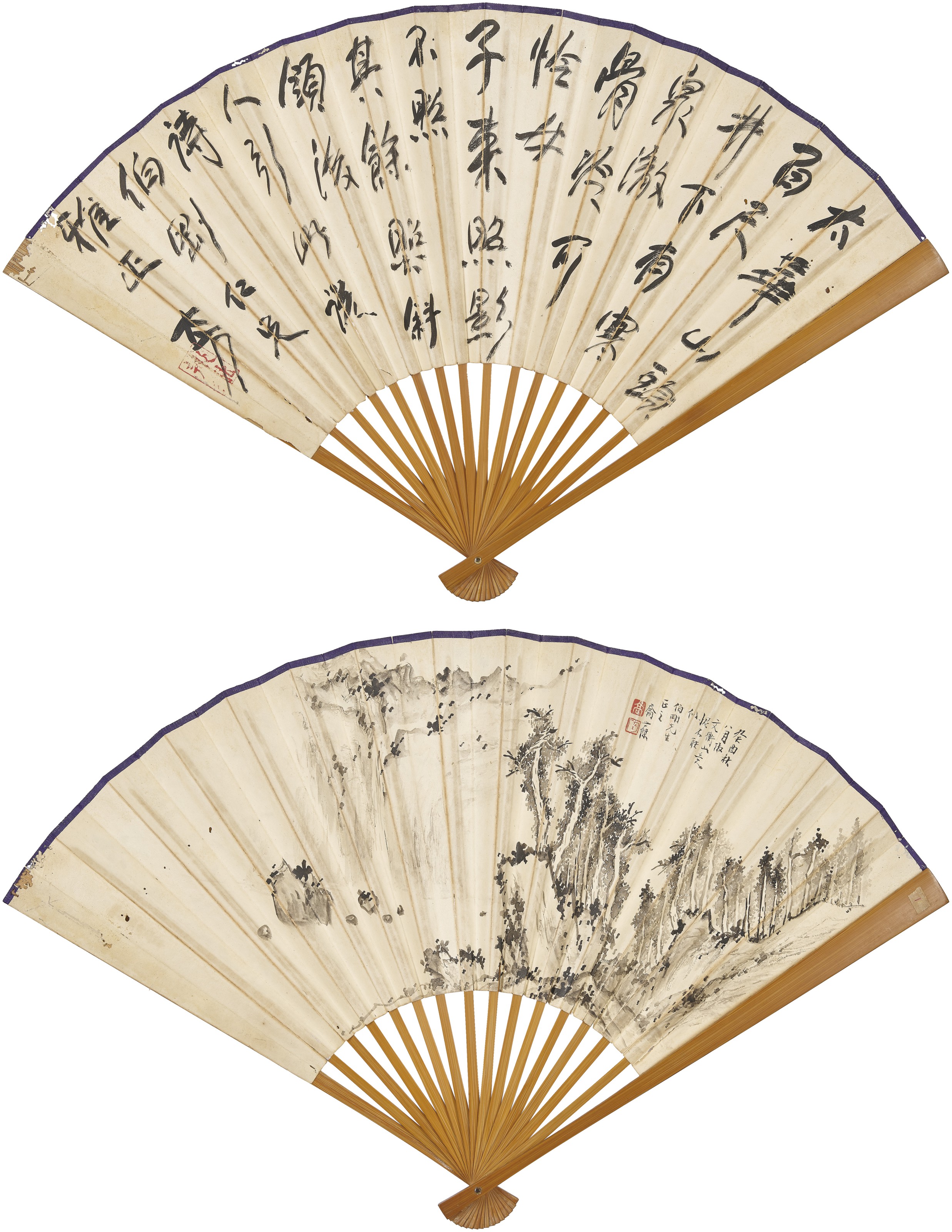 Wen Zhengming — Пейзаж в честь Вэнь Чжэнмина / Каллиграфия бегущим шрифтом
