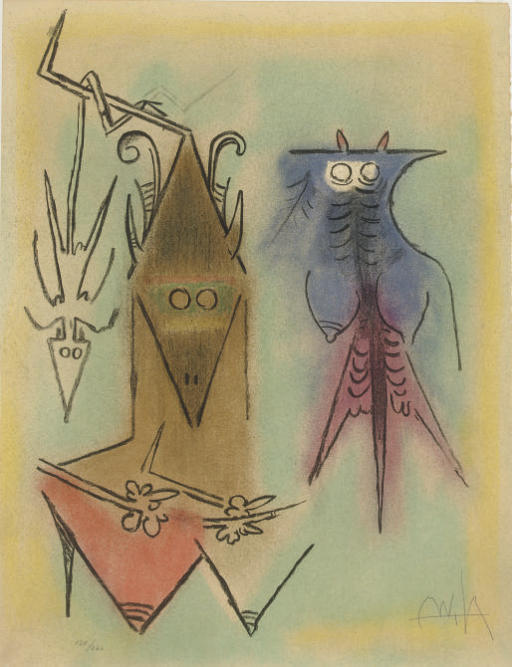 Wifredo Lam — Pleni Luna : Две тарелки (T.-R. 7409 и 7416)