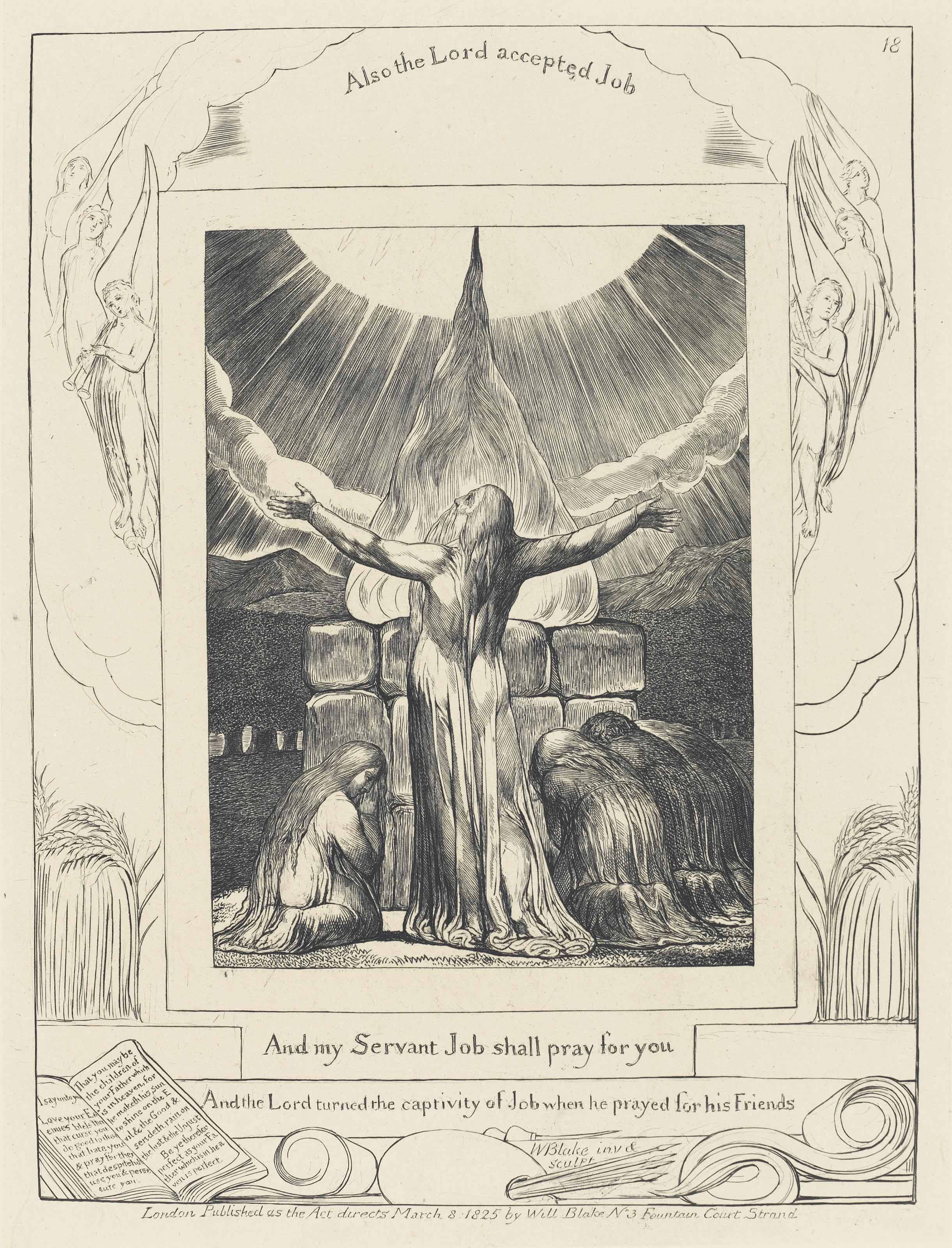 William Blake — И мой слуга Иов будет молиться за тебя, фото 18, из Книги Иова (Биндман, 643; Биньон, 123).