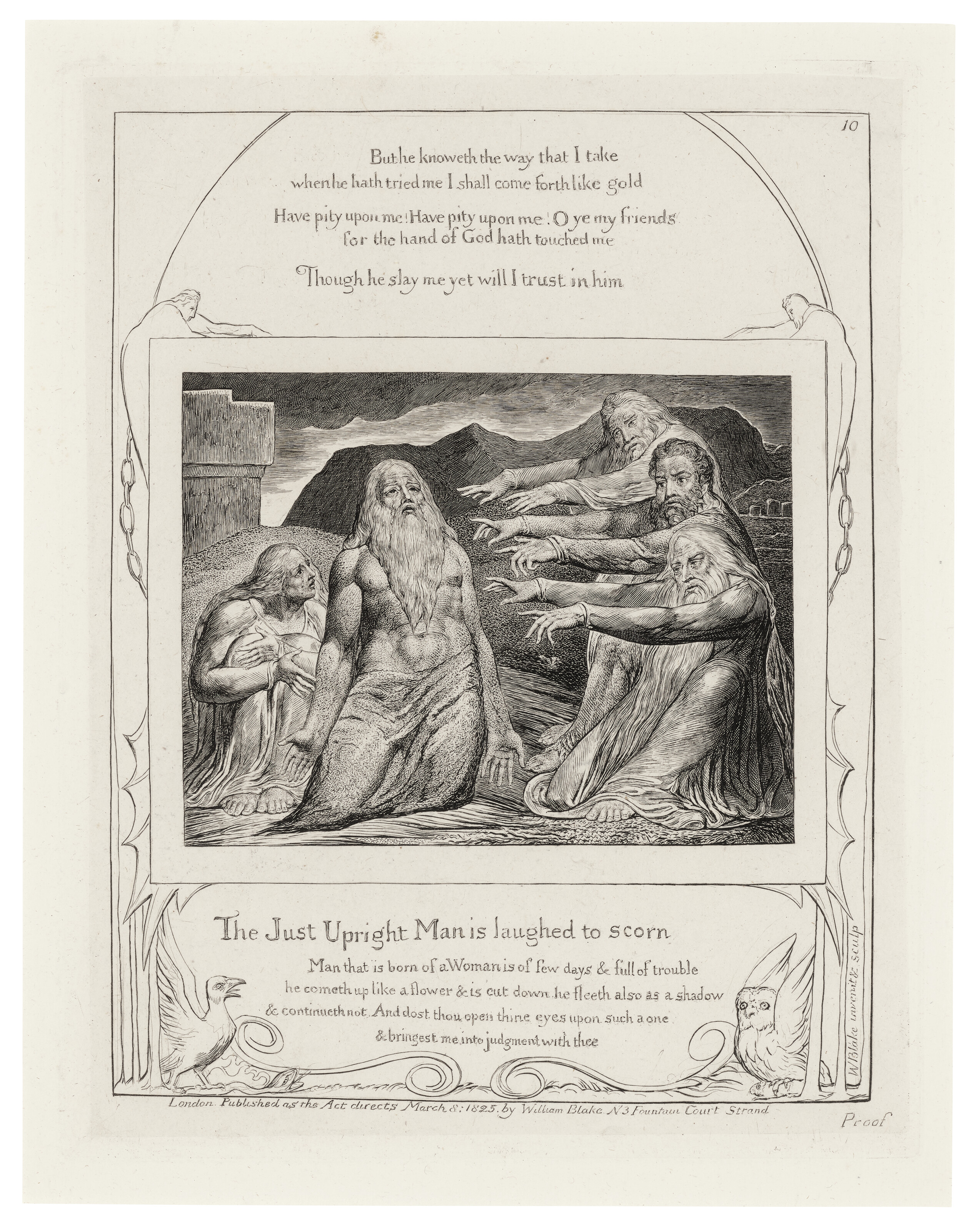 William Blake — Иллюстрации к Книге Иова. Лондон: Опубликовано в соответствии с указаниями Закона 8 марта 1825 г. Уильямом Блейком, улица Фонтейн-Корт, 3, [1825-26]., изображение 12