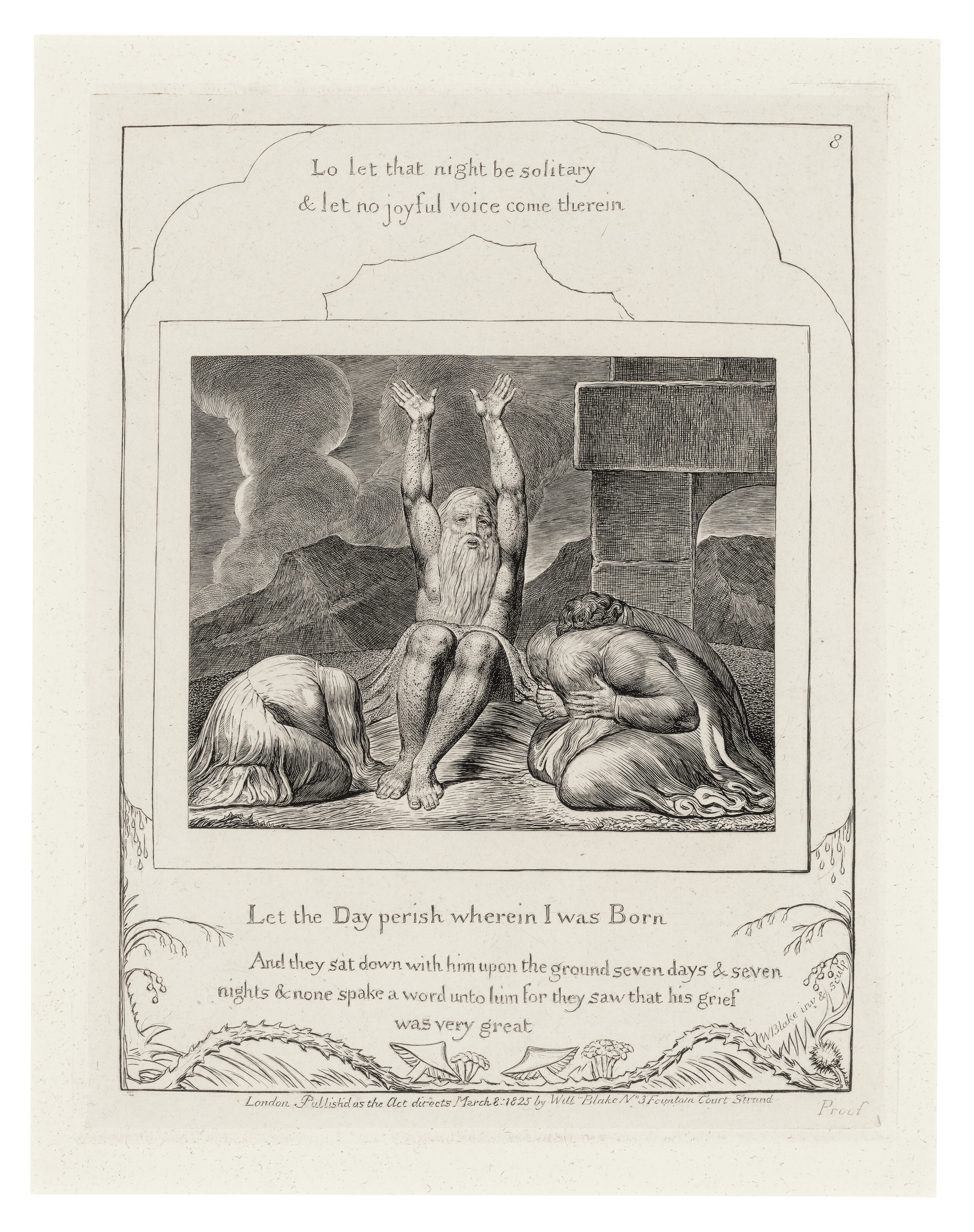 William Blake — Иллюстрации к Книге Иова. Лондон: Опубликовано в соответствии с указаниями Закона 8 марта 1825 г. Уильямом Блейком, улица Фонтейн-Корт, 3, [1825-26]., изображение 13