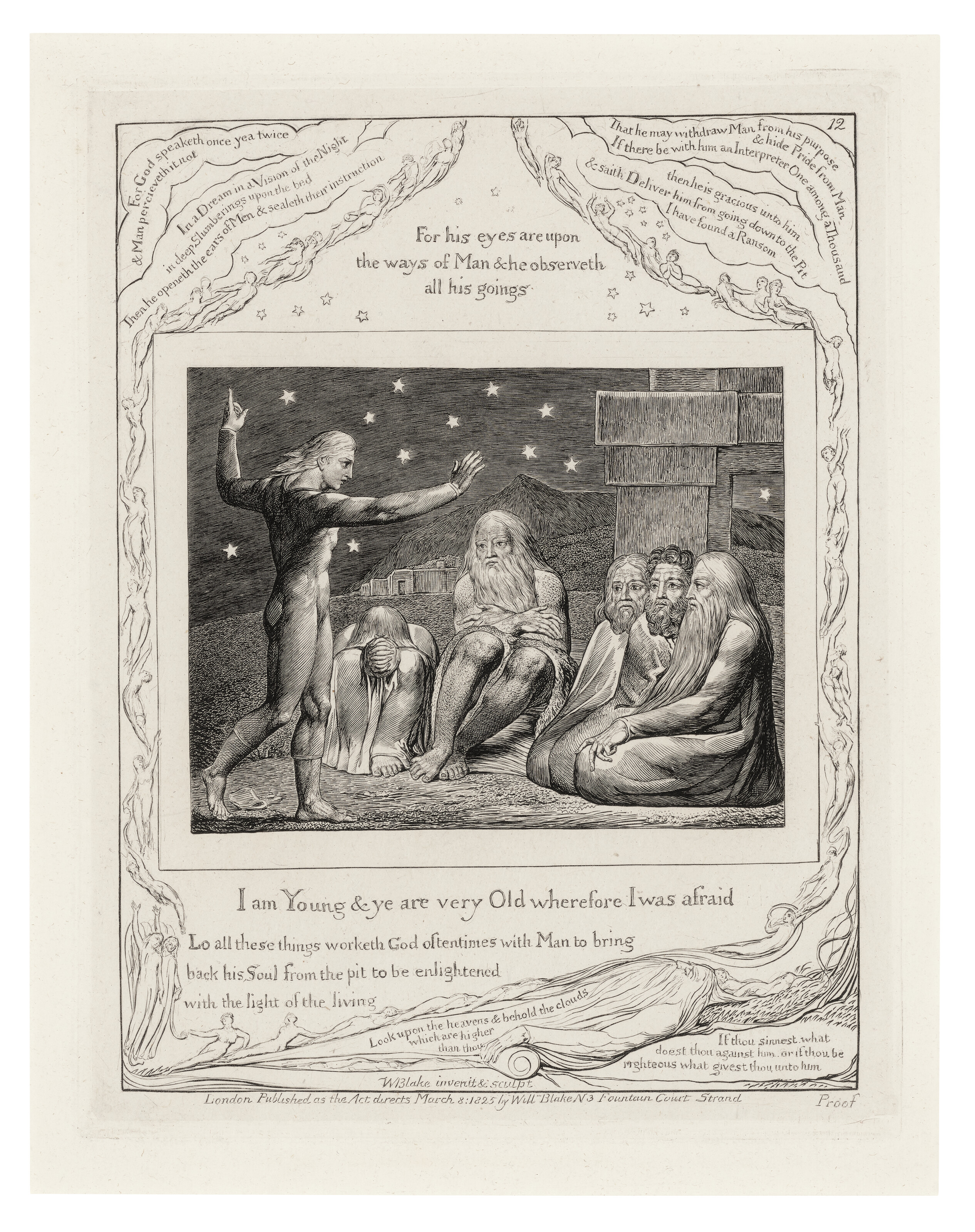 William Blake — Иллюстрации к Книге Иова. Лондон: Опубликовано в соответствии с указаниями Закона 8 марта 1825 г. Уильямом Блейком, улица Фонтейн-Корт, 3, [1825-26]., изображение 14