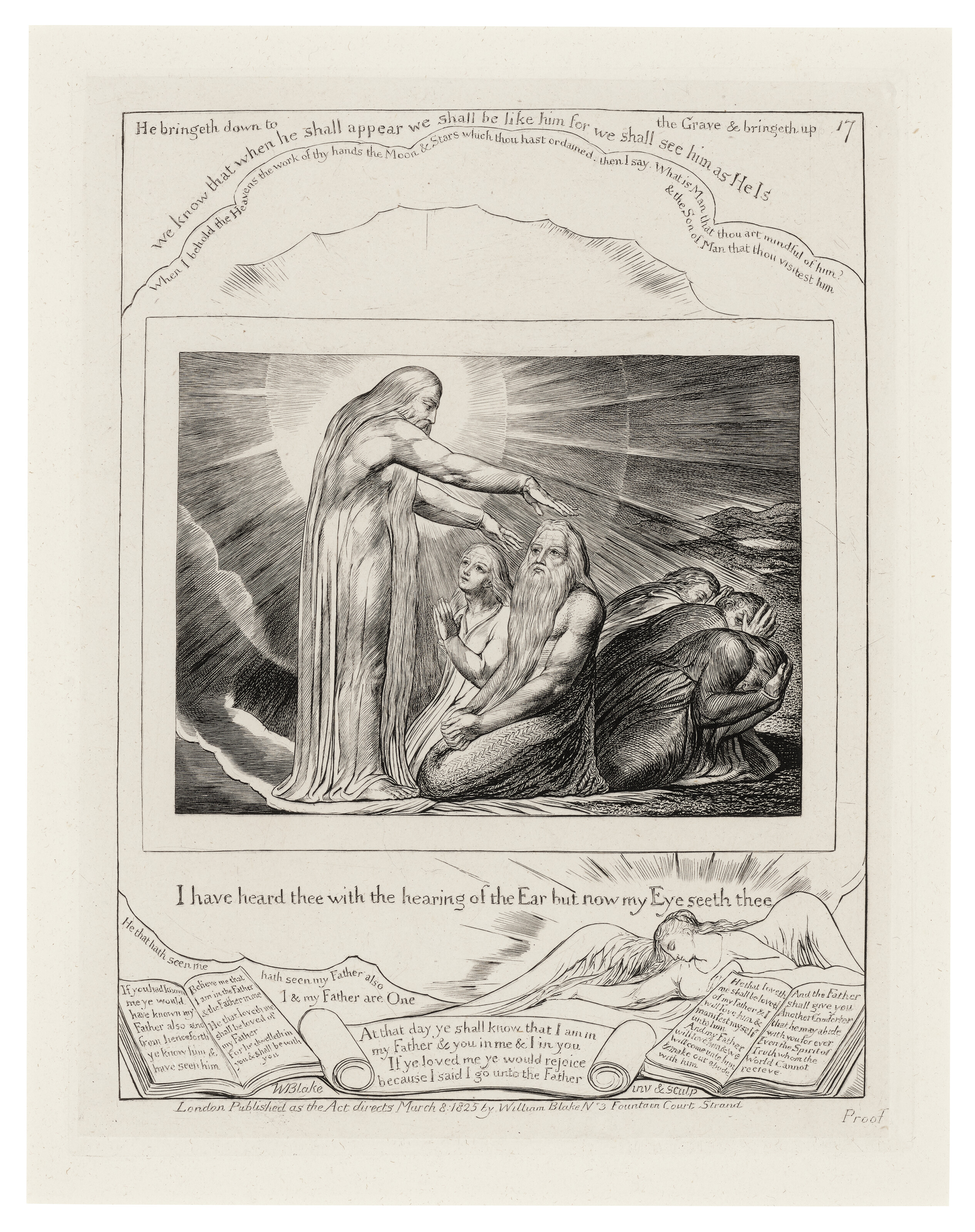 William Blake — Иллюстрации к Книге Иова. Лондон: Опубликовано в соответствии с указаниями Закона 8 марта 1825 г. Уильямом Блейком, улица Фонтейн-Корт, 3, [1825-26]., изображение 19