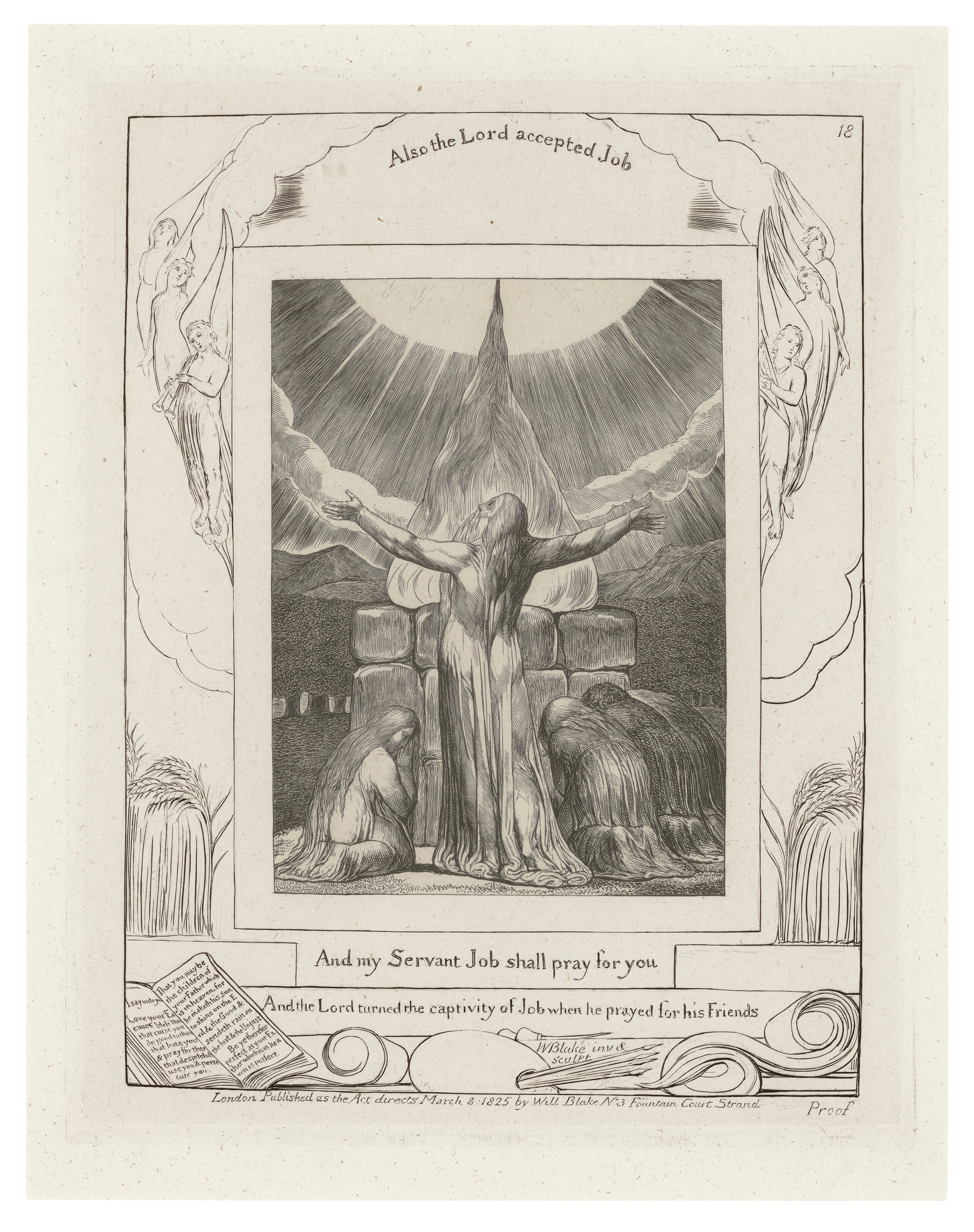 William Blake — Иллюстрации к Книге Иова. Лондон: Опубликовано в соответствии с указаниями Закона 8 марта 1825 г. Уильямом Блейком, улица Фонтейн-Корт, 3, [1825-26]., изображение 20