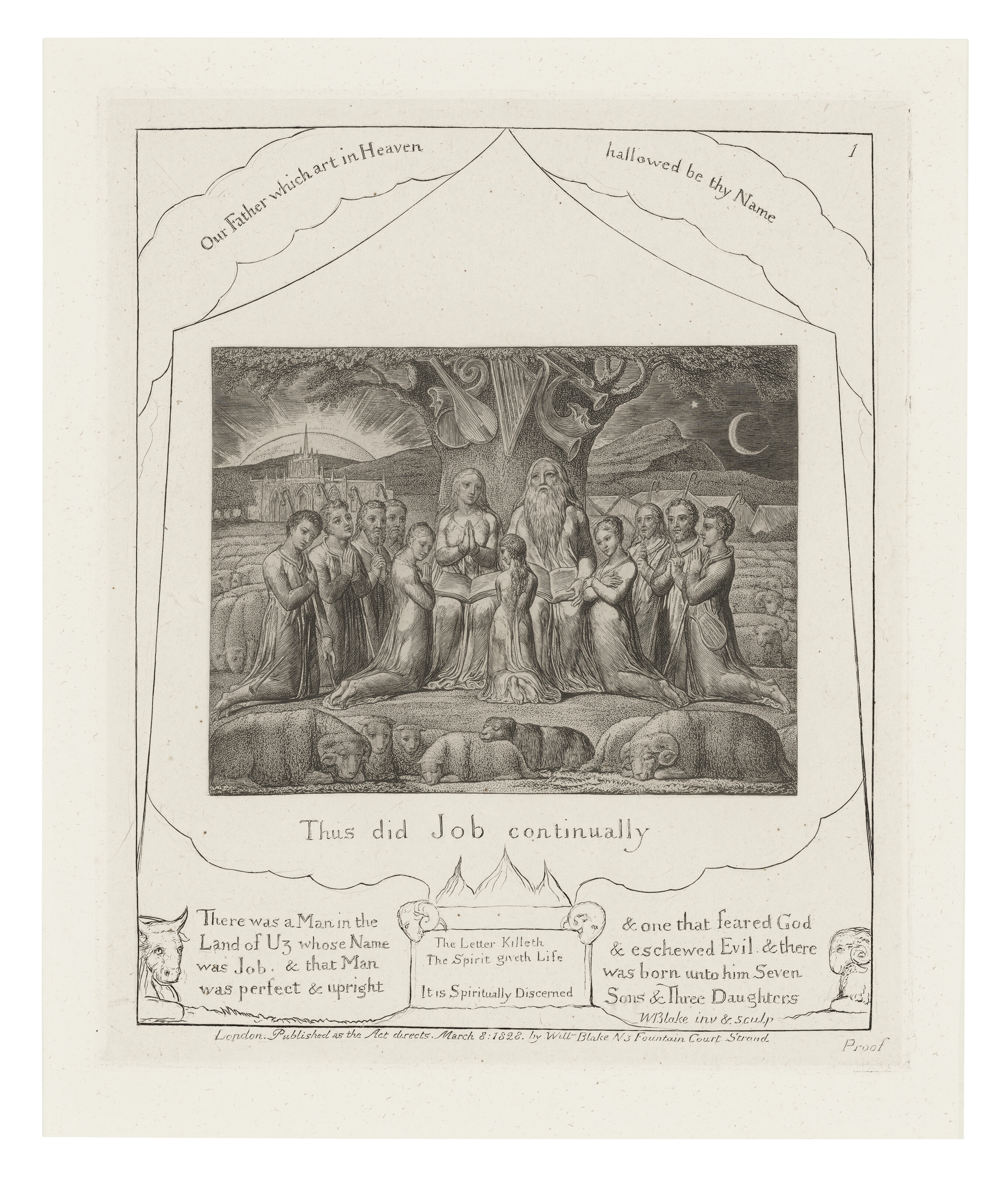 William Blake — Иллюстрации к Книге Иова. Лондон: Опубликовано в соответствии с указаниями Закона 8 марта 1825 г. Уильямом Блейком, улица Фонтейн-Корт, 3, [1825-26]., изображение 3