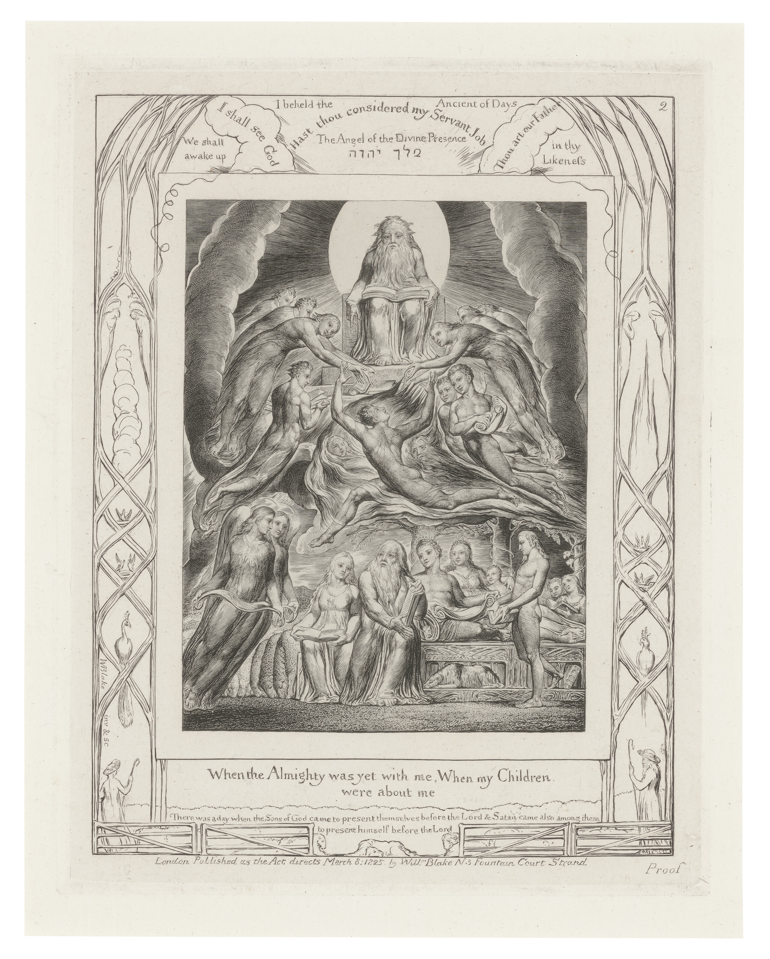 William Blake — Иллюстрации к Книге Иова. Лондон: Опубликовано в соответствии с указаниями Закона 8 марта 1825 г. Уильямом Блейком, улица Фонтейн-Корт, 3, [1825-26]., изображение 4