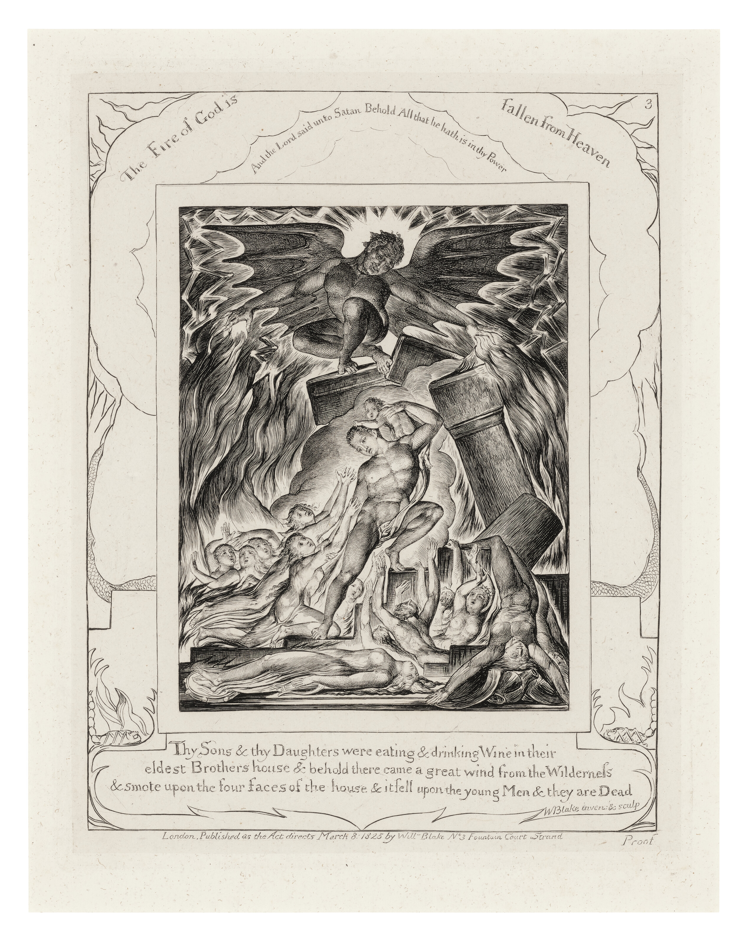 William Blake — Иллюстрации к Книге Иова. Лондон: Опубликовано в соответствии с указаниями Закона 8 марта 1825 г. Уильямом Блейком, улица Фонтейн-Корт, 3, [1825-26]., изображение 5
