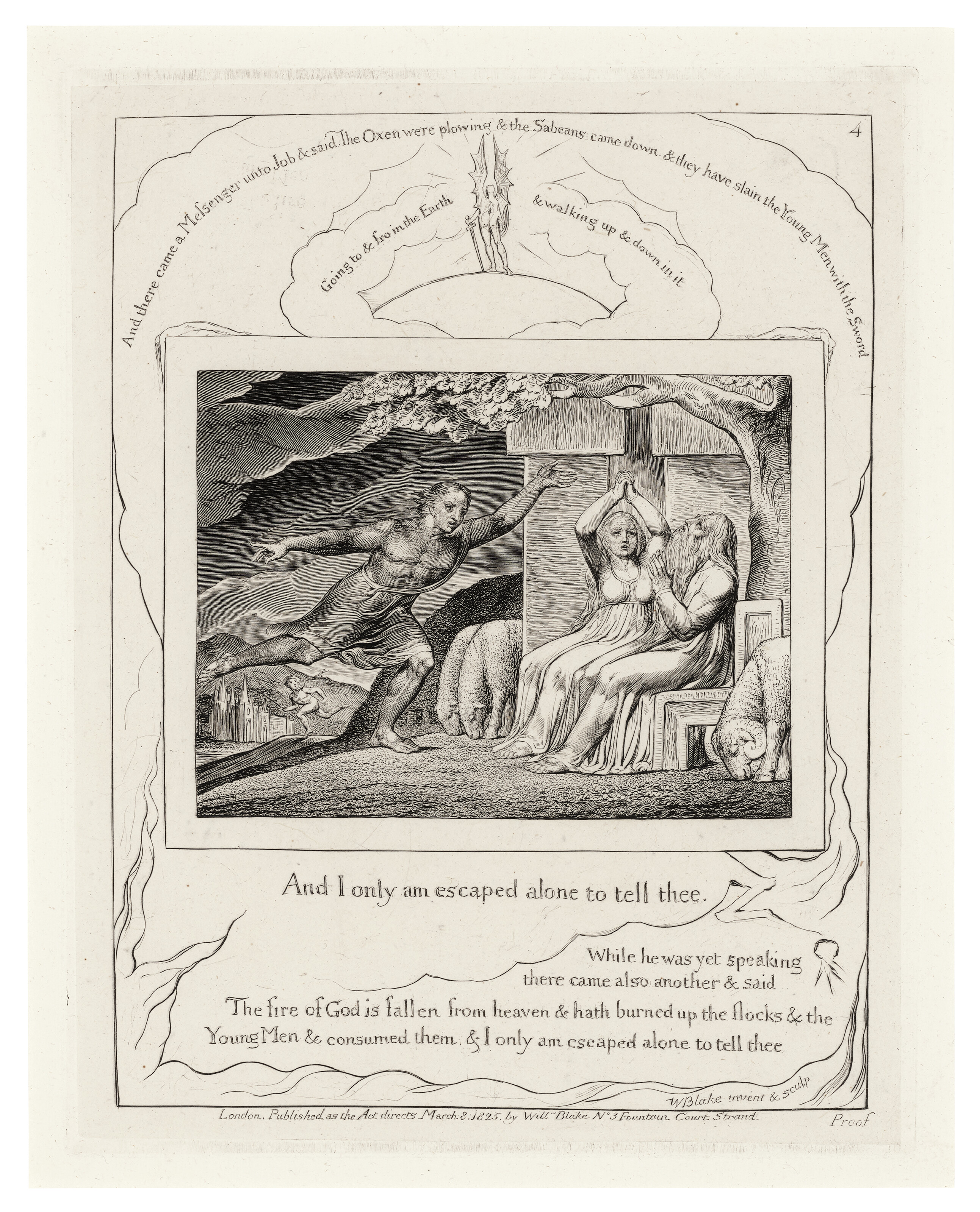 William Blake — Иллюстрации к Книге Иова. Лондон: Опубликовано в соответствии с указаниями Закона 8 марта 1825 г. Уильямом Блейком, улица Фонтейн-Корт, 3, [1825-26]., изображение 6