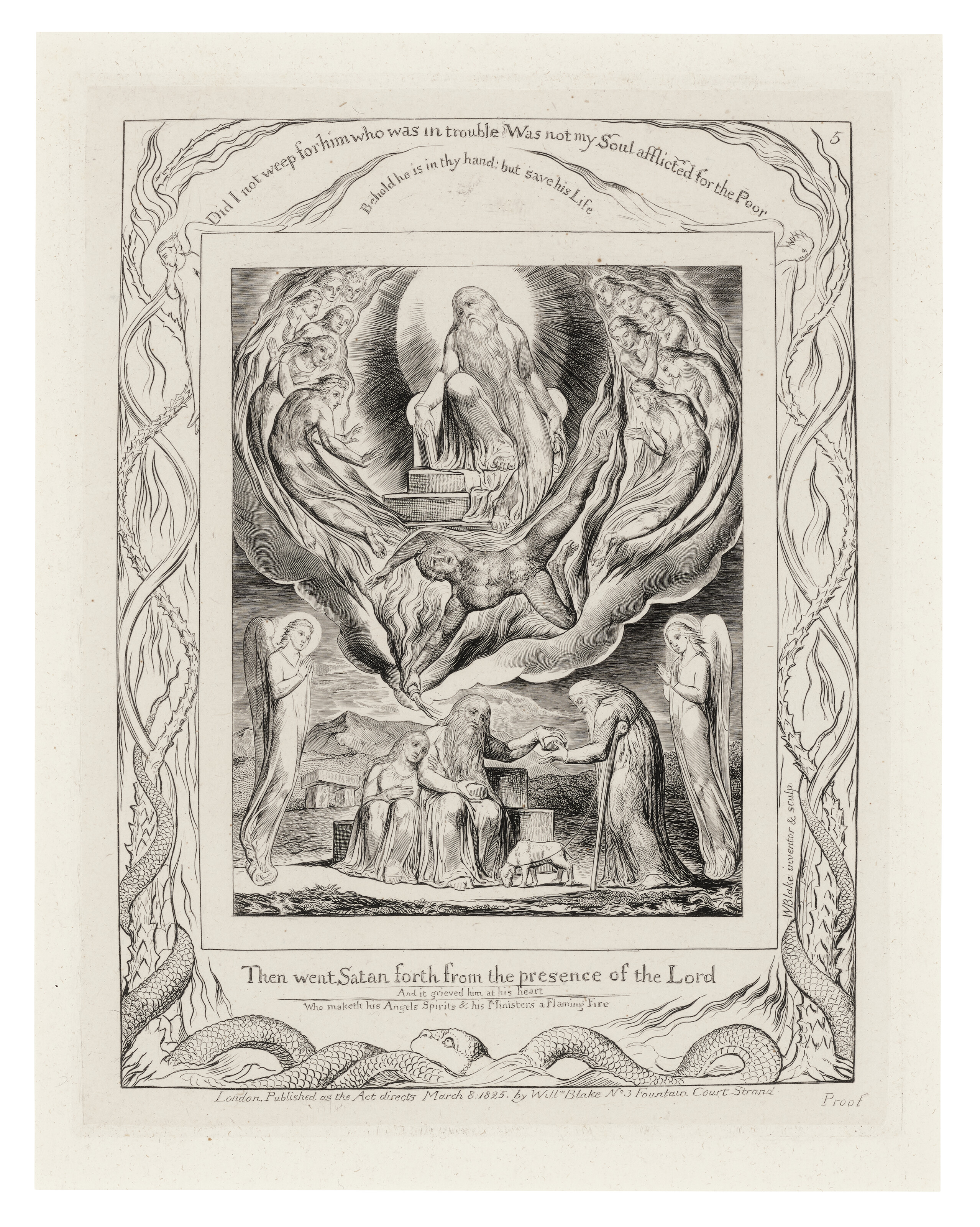 William Blake — Иллюстрации к Книге Иова. Лондон: Опубликовано в соответствии с указаниями Закона 8 марта 1825 г. Уильямом Блейком, улица Фонтейн-Корт, 3, [1825-26]., изображение 7