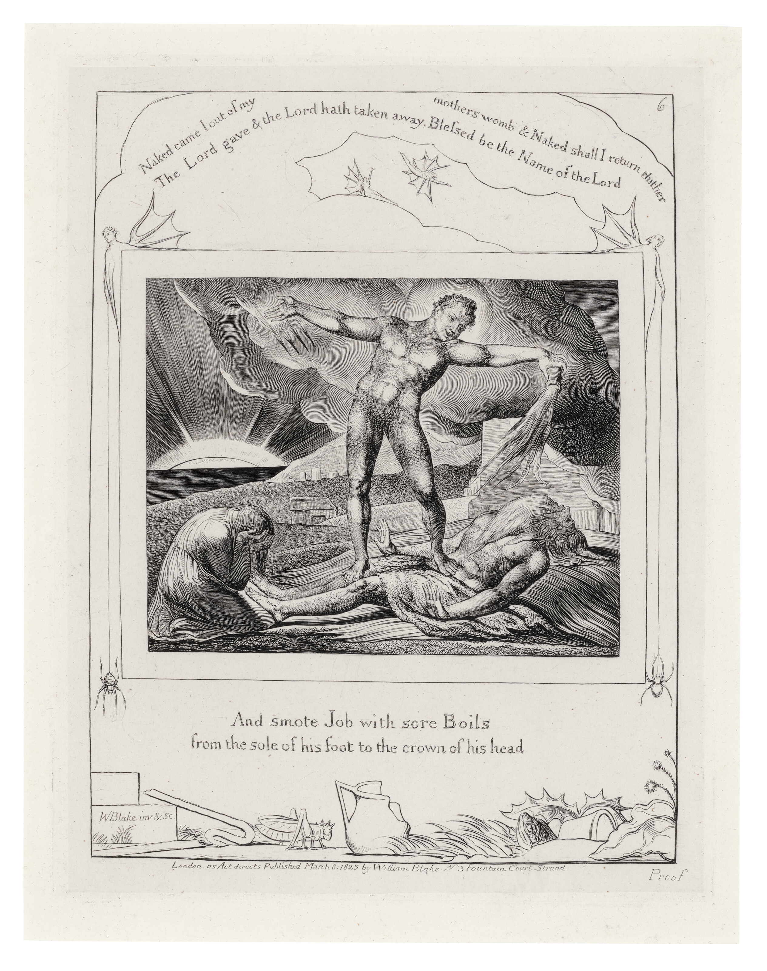 William Blake — Иллюстрации к Книге Иова. Лондон: Опубликовано в соответствии с указаниями Закона 8 марта 1825 г. Уильямом Блейком, улица Фонтейн-Корт, 3, [1825-26]., изображение 8