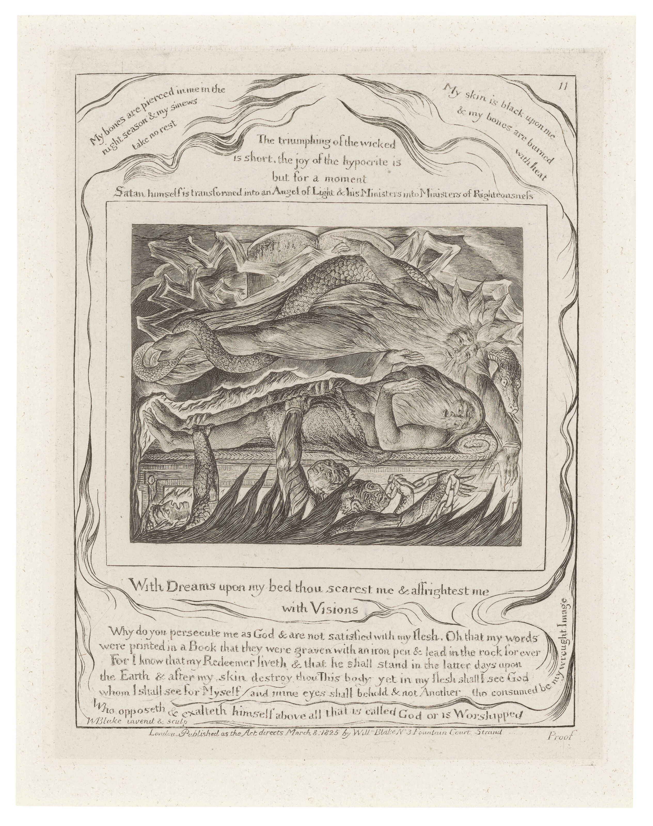 William Blake — Иллюстрации к Книге Иова. Лондон: Опубликовано в соответствии с указаниями Закона 8 марта 1825 г. Уильямом Блейком, улица Фонтейн-Корт, 3, [1825-26]., изображение 10