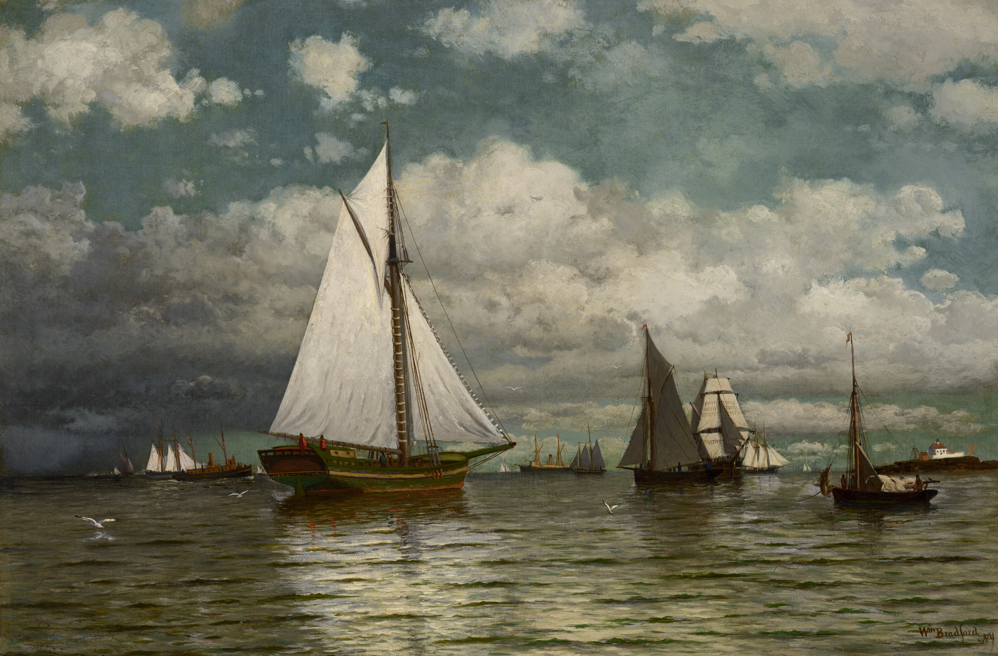 William Bradford — Сцена в гавани, залив Баззардс