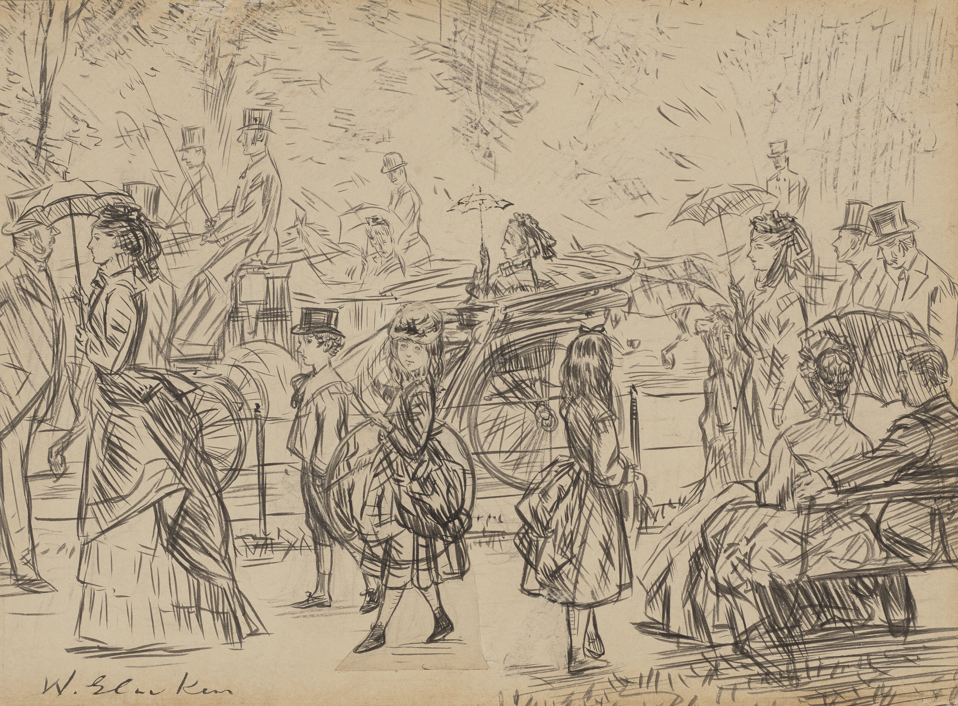 William Glackens — Катание по парку